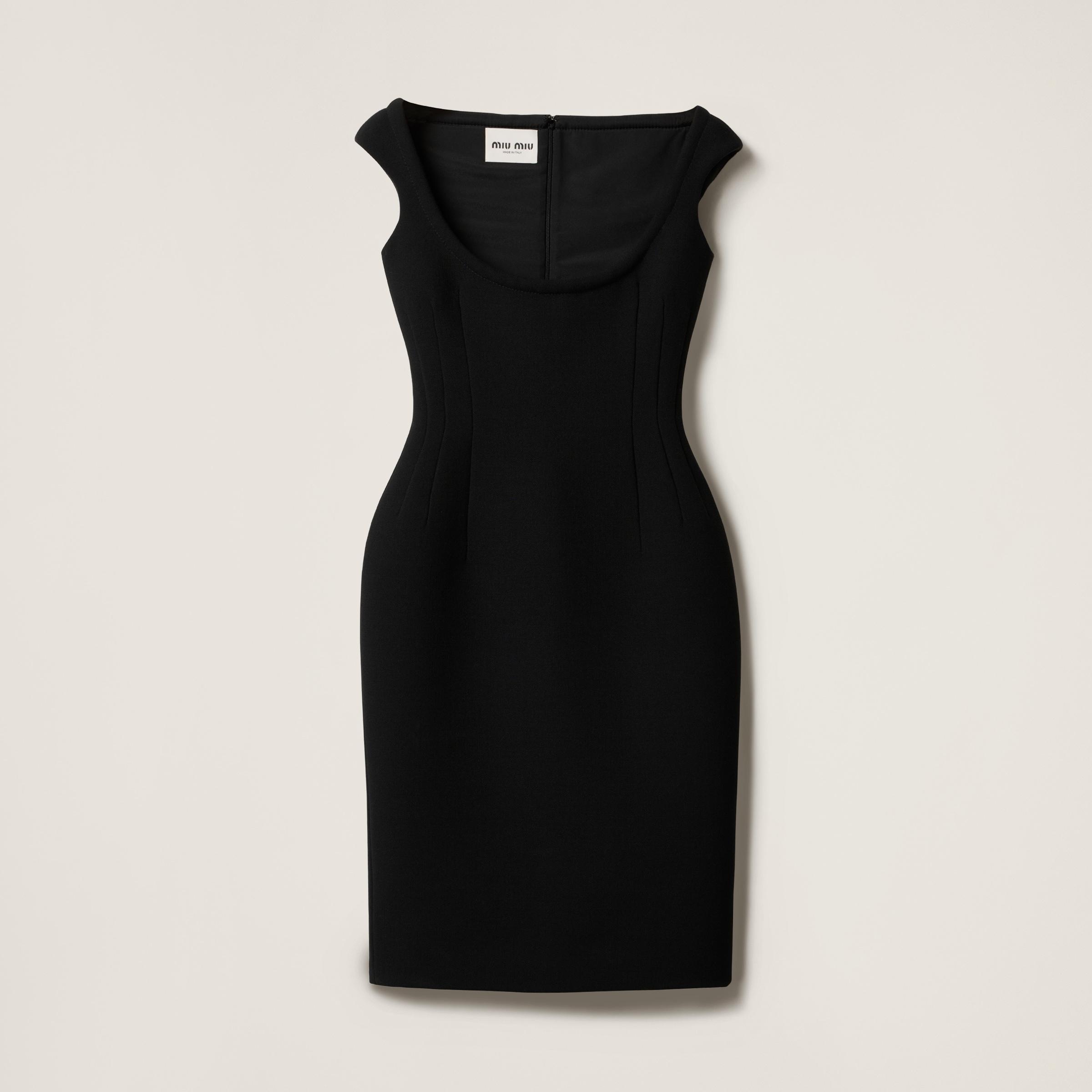 ワンピース MIUMIU BLACK STRETCH WOOL DRESS Miu Miu Natte Wool Sheath Dress in Black | Lyst