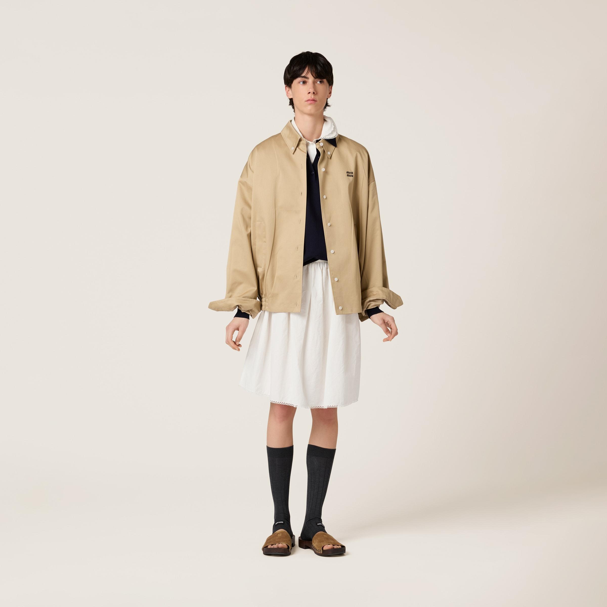 MiuMiu Chino Cloth Blouson Jacket チノクロス ブルゾン ロゴ Miu Miu Chino Cloth Blouson Jacket in Natural | Lyst