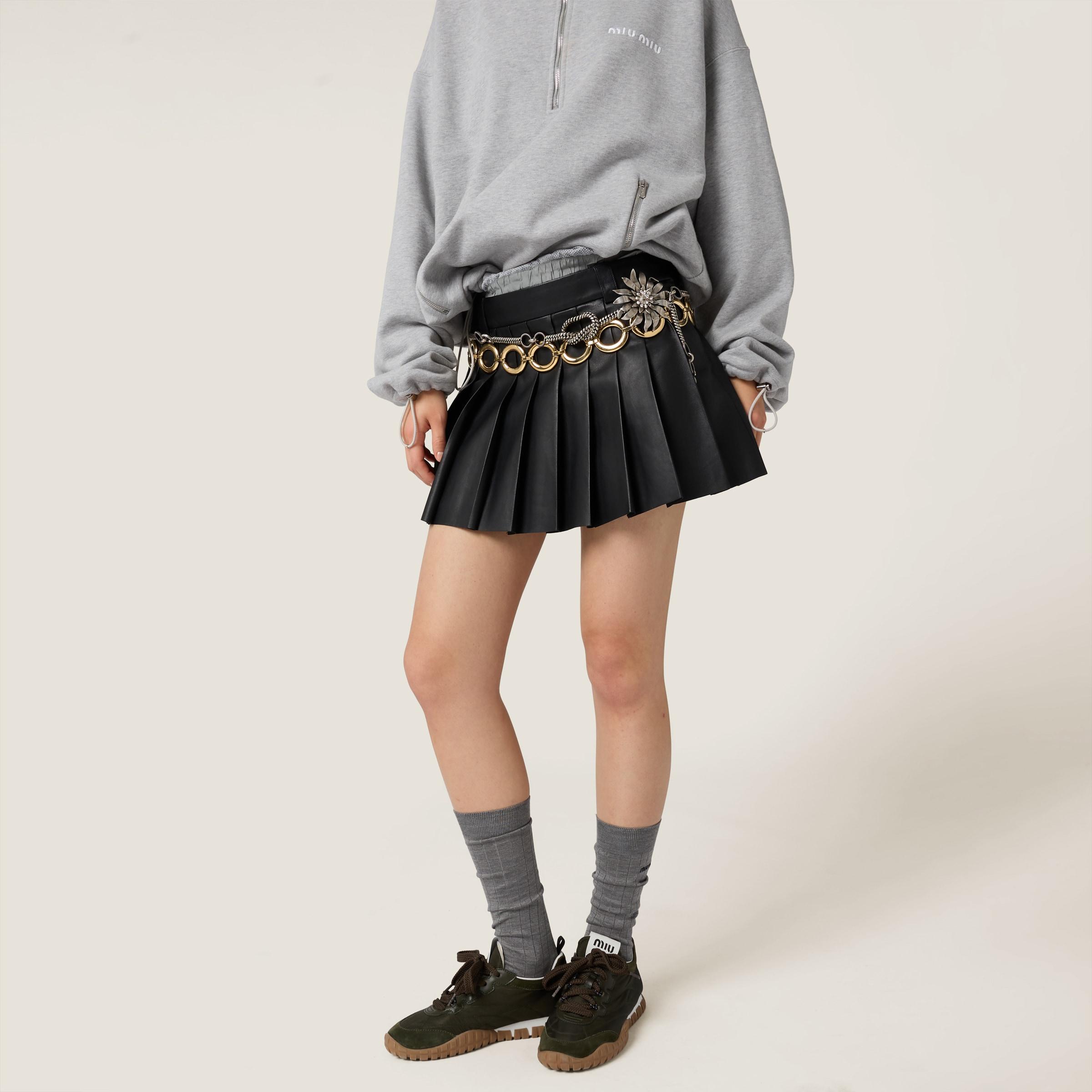 スカート MIU MIU Leather Skirt Miu Miu Leather Mini Skirt – Guzzi Archive