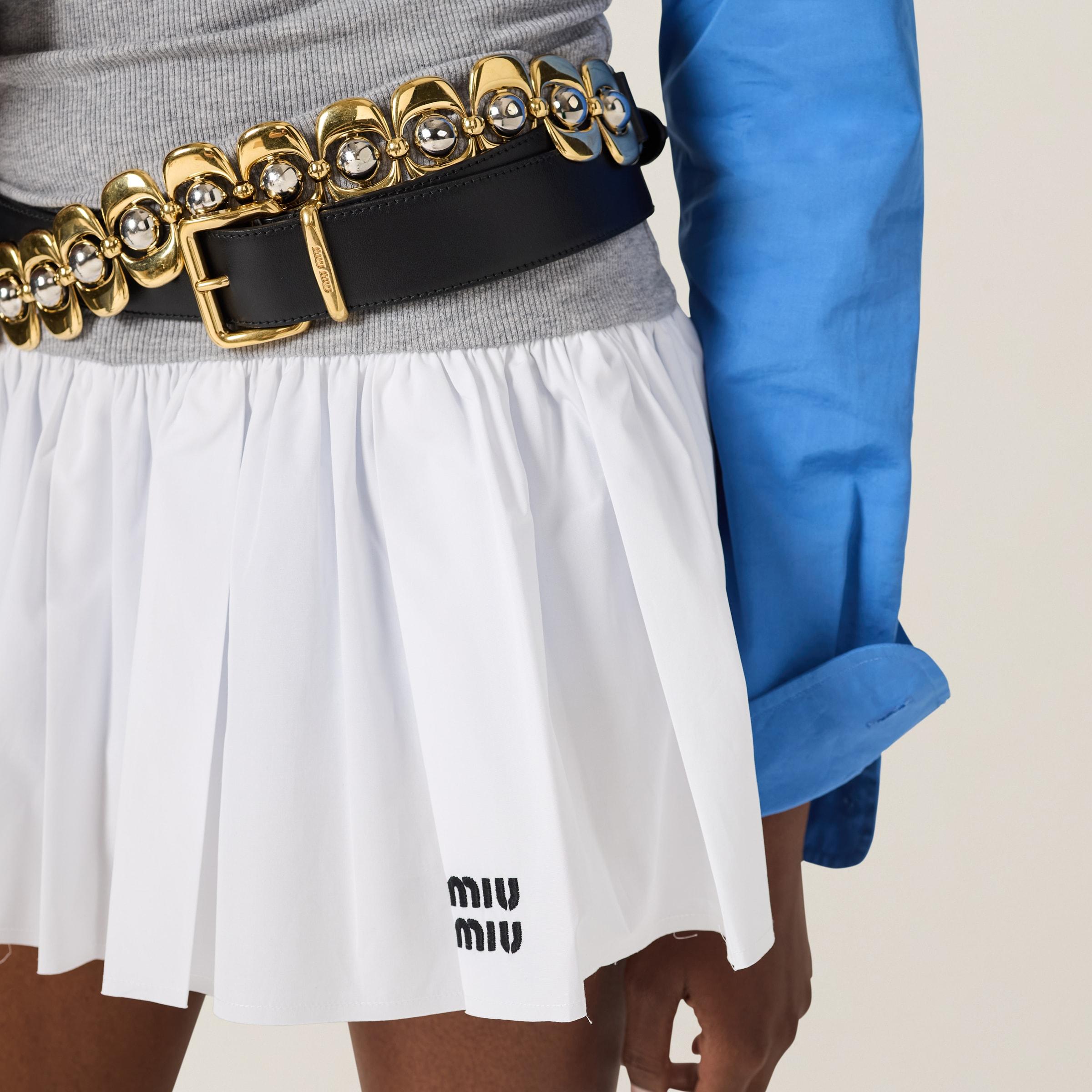 Miu Miu Poplin And Jersey Miniskirt | Lyst