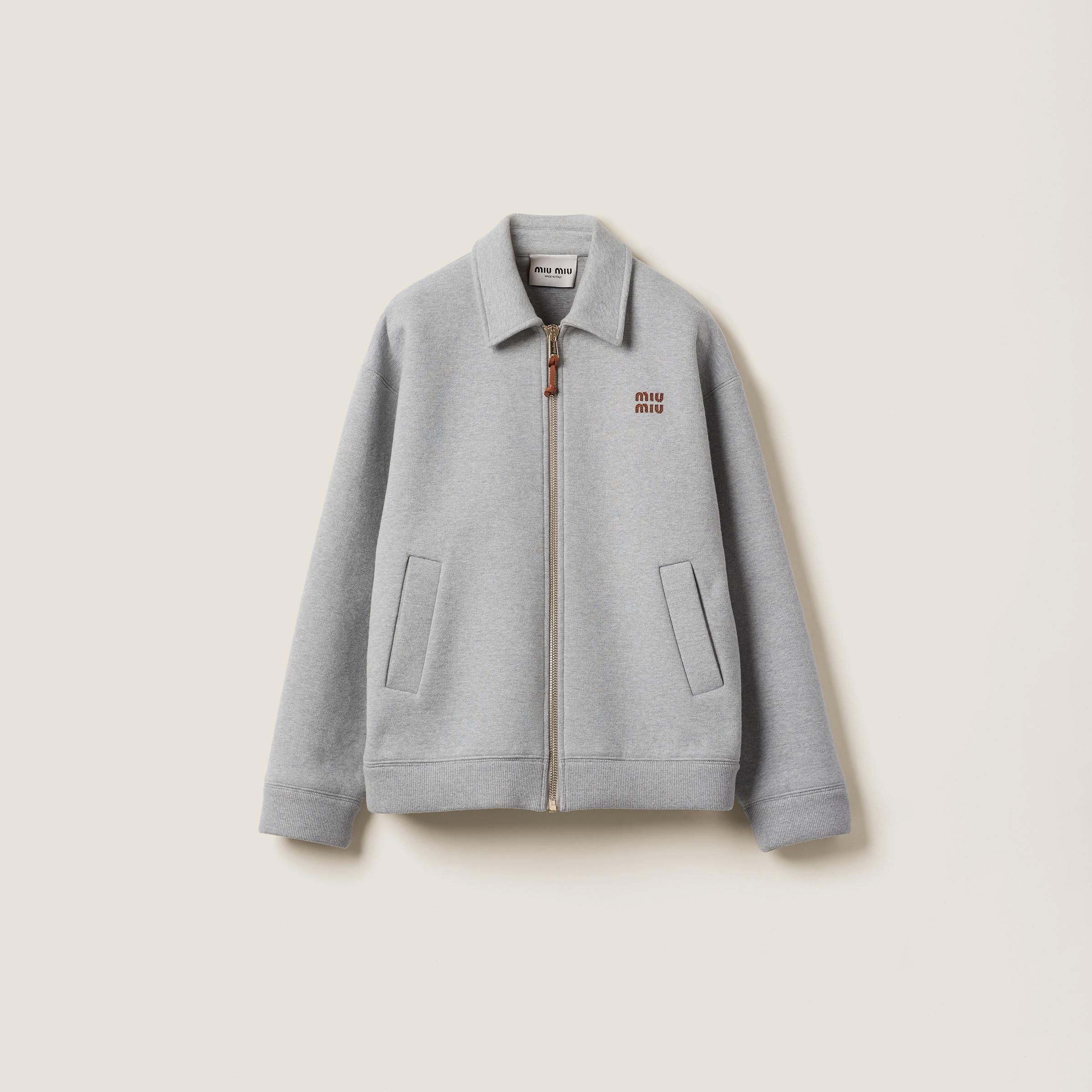 Miu Miu Jersey Blouson Jacket in Gray | Lyst
