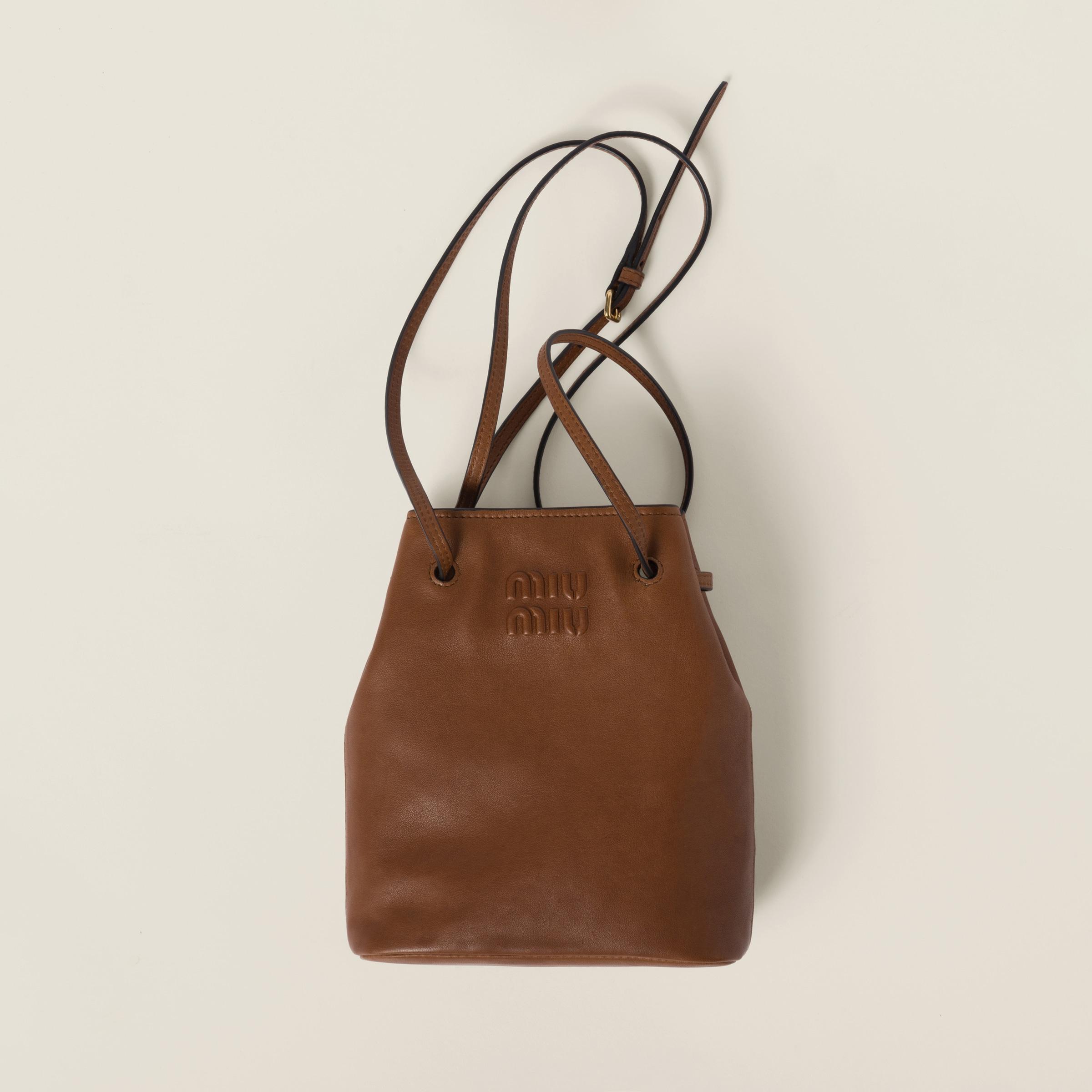 MIU MIU ダークブラウン パーティーバッグ Miu Miu Arcadie レザー ハンドバッグ | ブラウン | FARFETCH JP