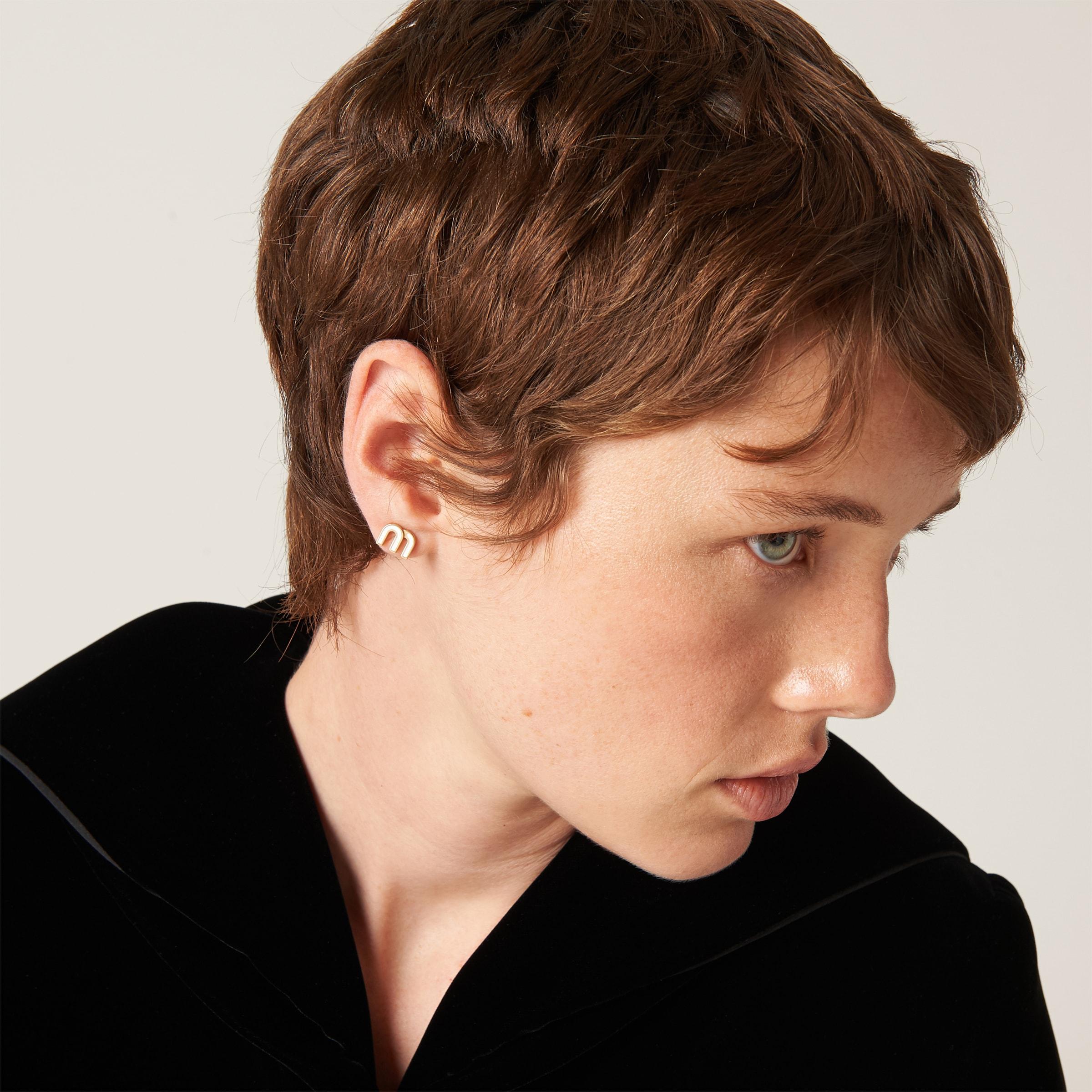 Miu Miu Enameled Metal Earrings in Natural | Lyst