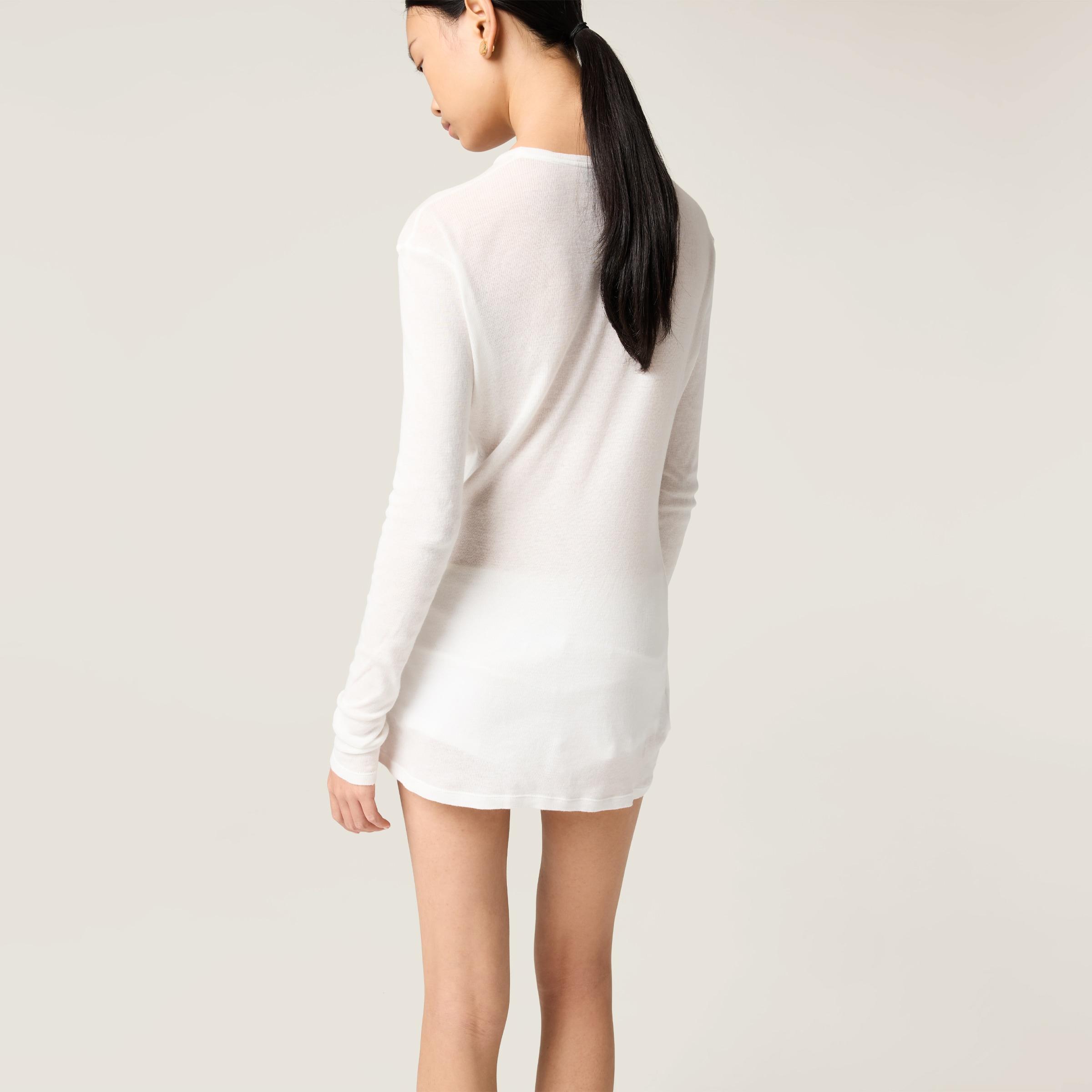 Miu Miu Ribbed Knit Jersey Dress in White | Lyst