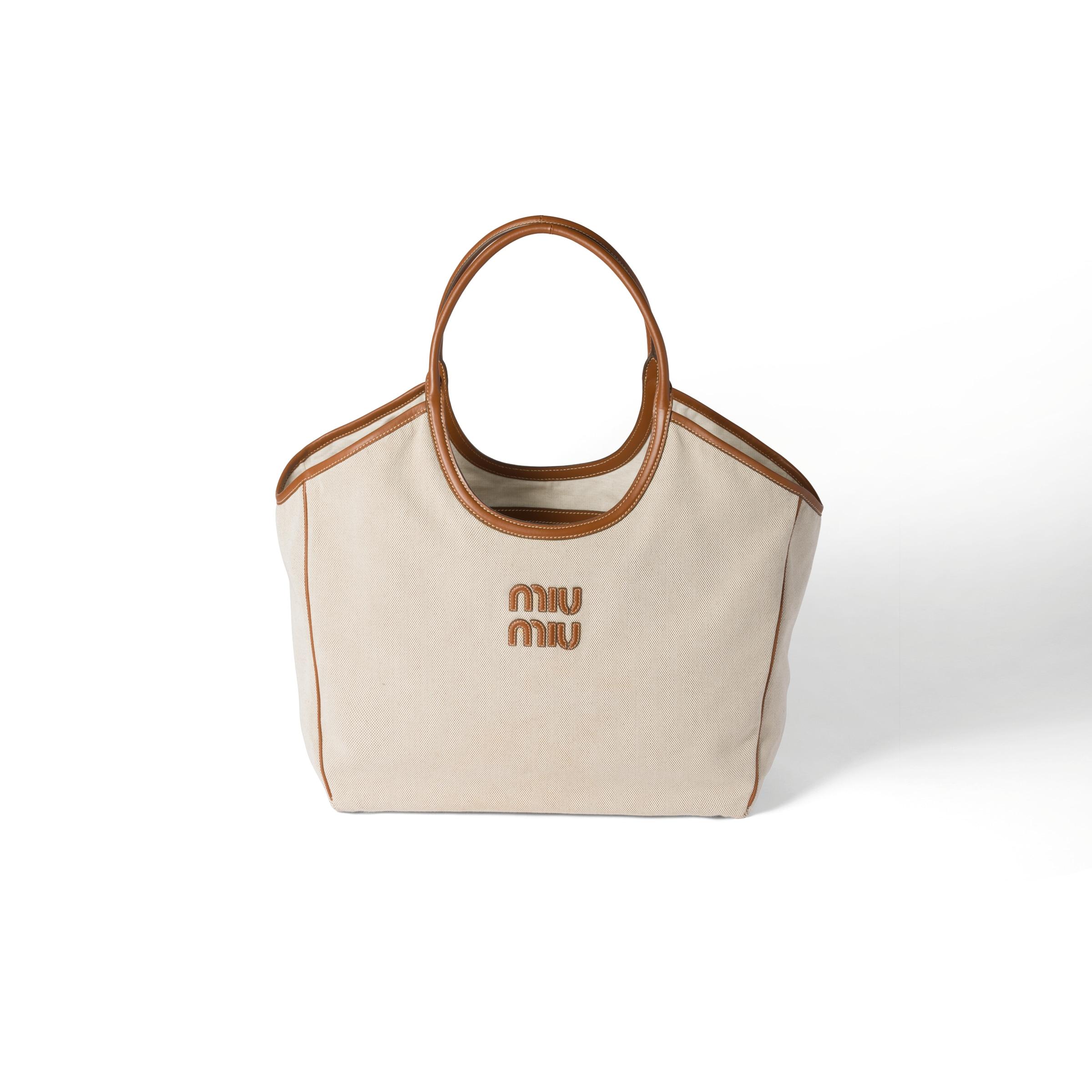 MIU MIU LOGO NYLON CANVAS TOTE BAG Miu Miu Large Canvas-Leather 