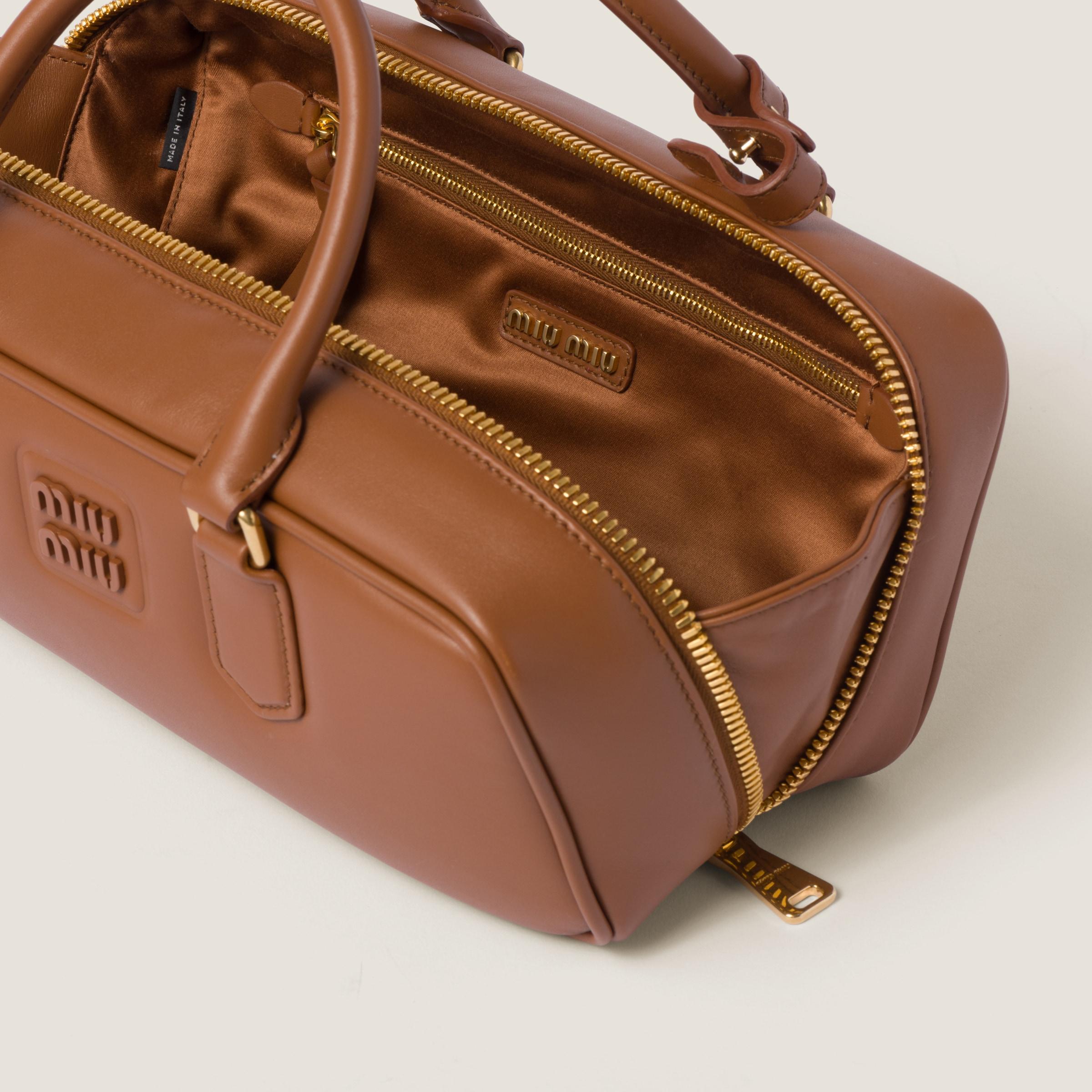 Miu Miu Arcadie Leather Bag in Brown | Lyst Miu Miu Arcadie Leather Bag in Brown | Lyst