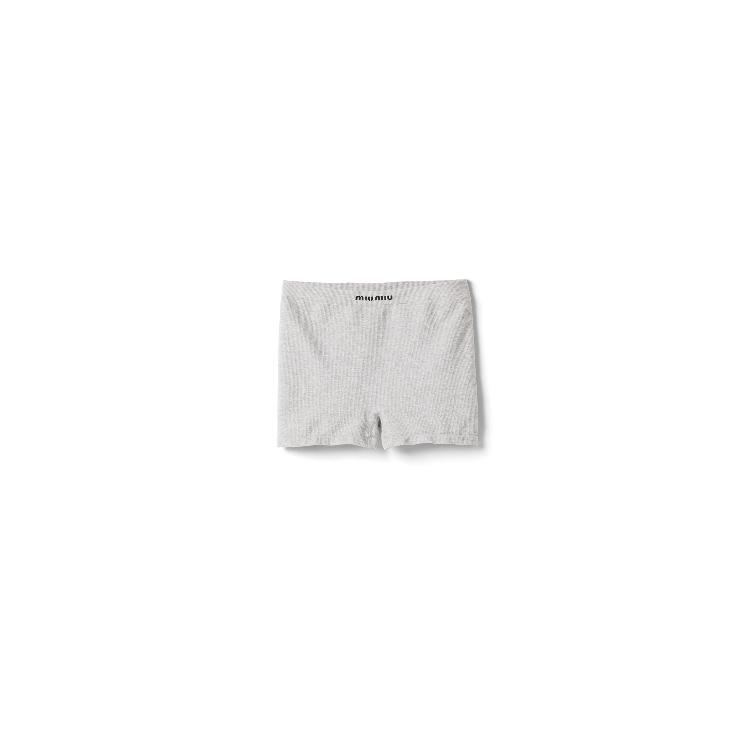 Miu Miu Seamless Mélange Knit Boxer Shorts in White | Lyst