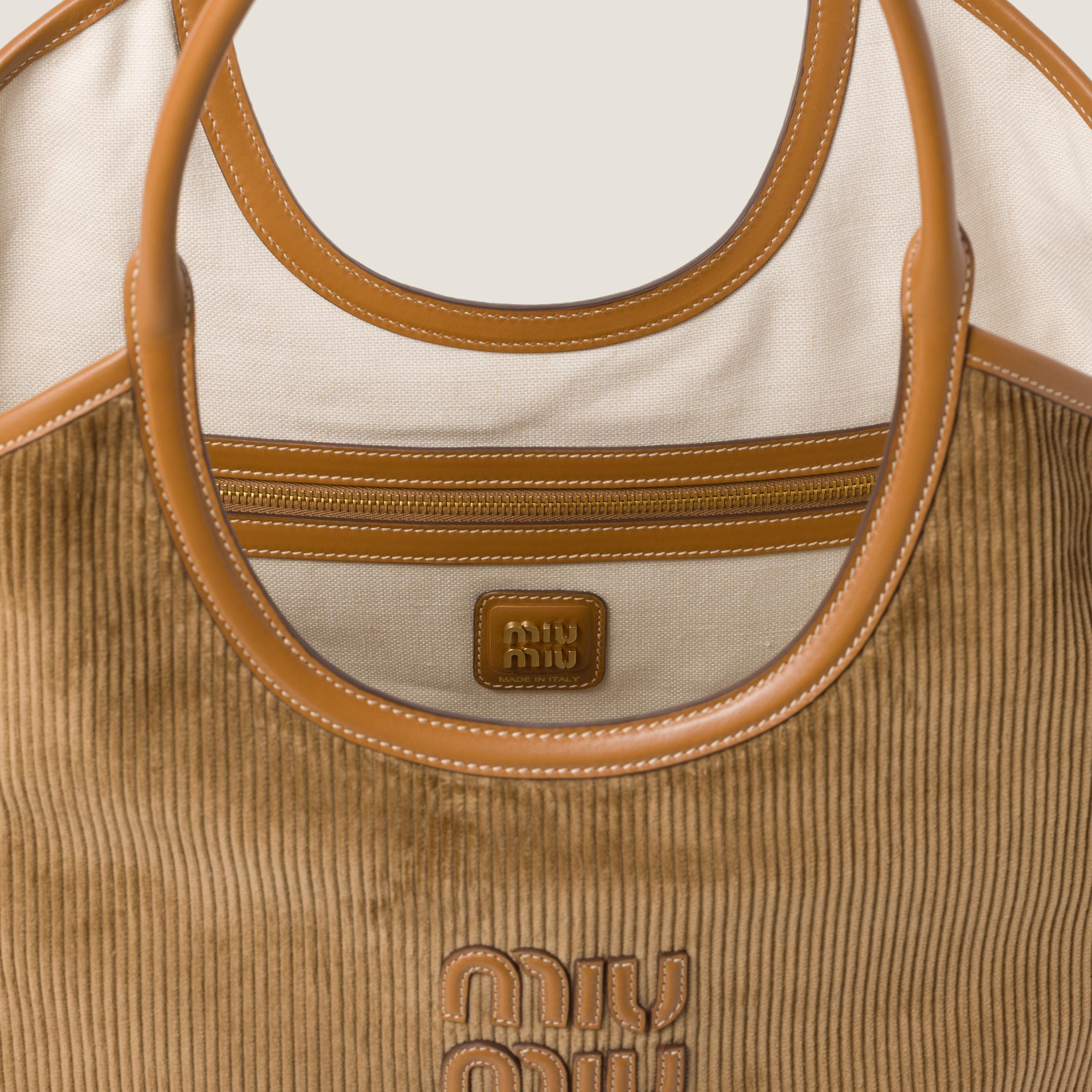 Miu Miu Ivy Corduroy Shopping Bag in Green | Lyst