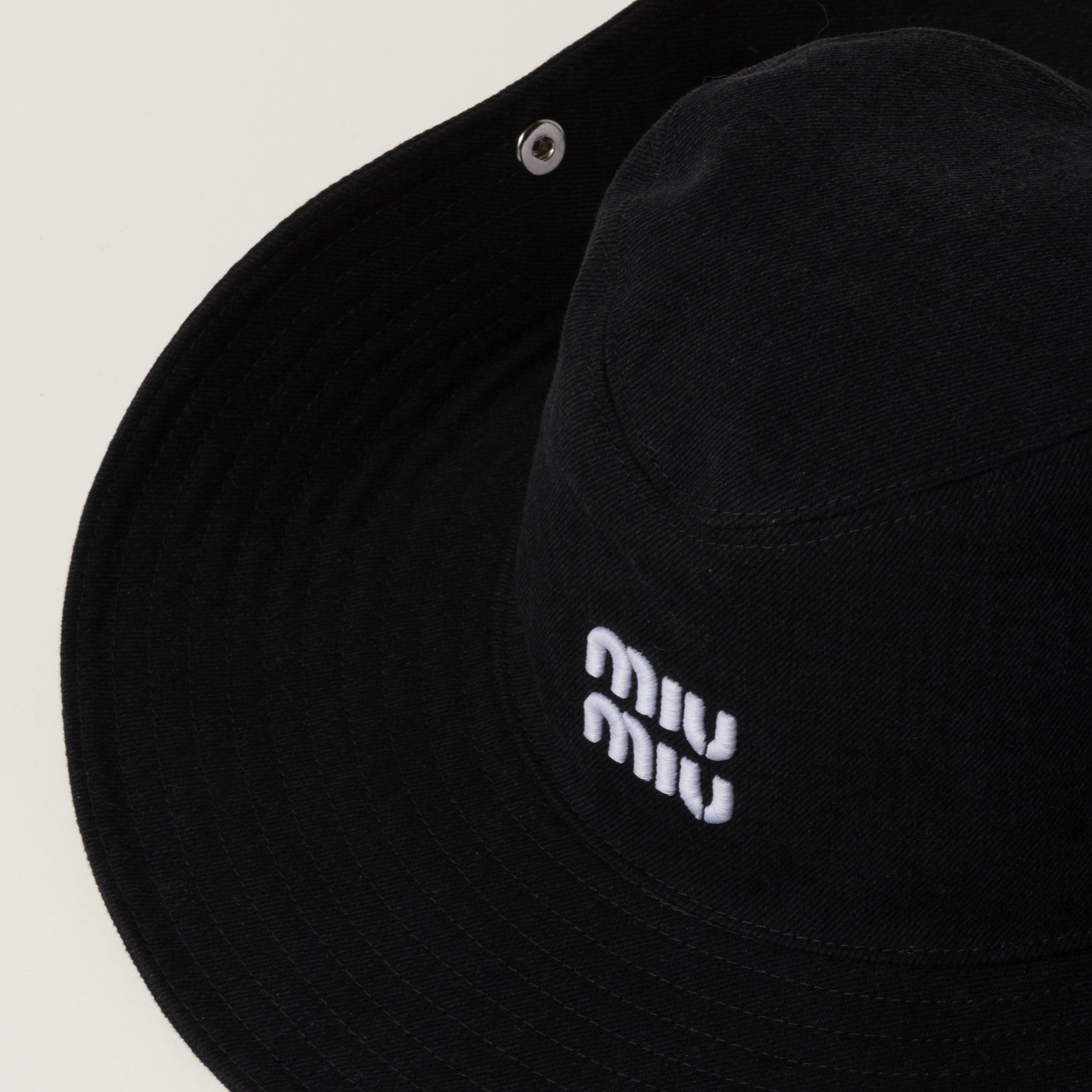 Miu Miu Denim Hat in Black | Lyst
