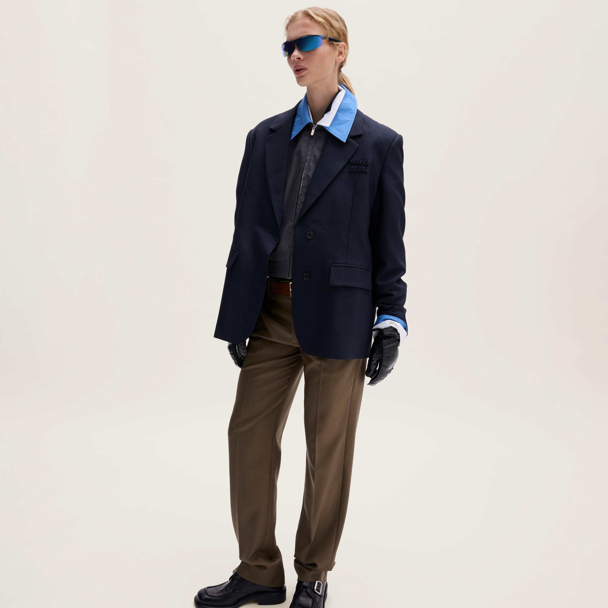 関税込 MiuMiu Gabardine blouson jacket with poplin collar Miu Miu Gabardine Blouson Jacket With Poplin Collar Tundra