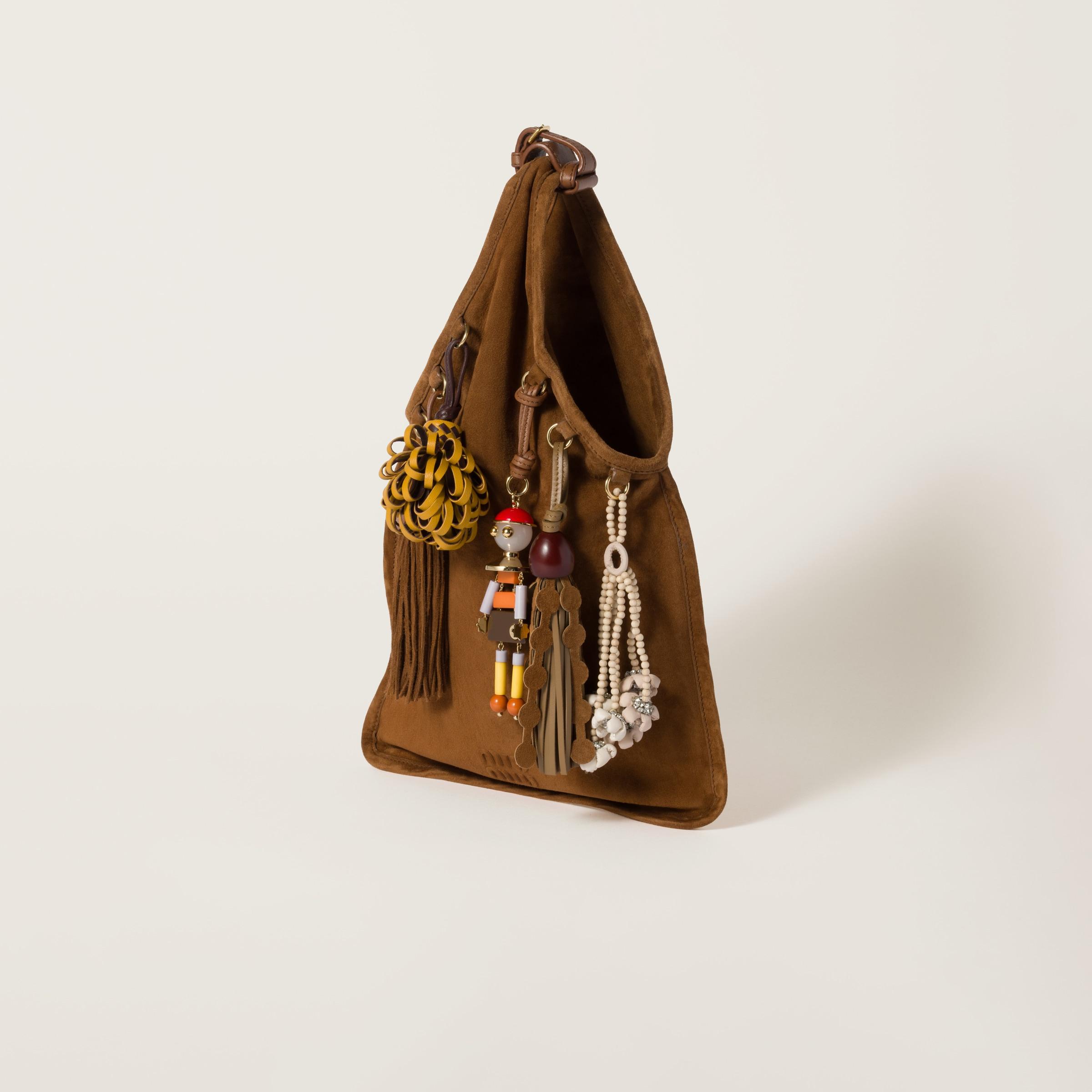 Miu Miu Suede Bag With Trick in Brown | Lyst