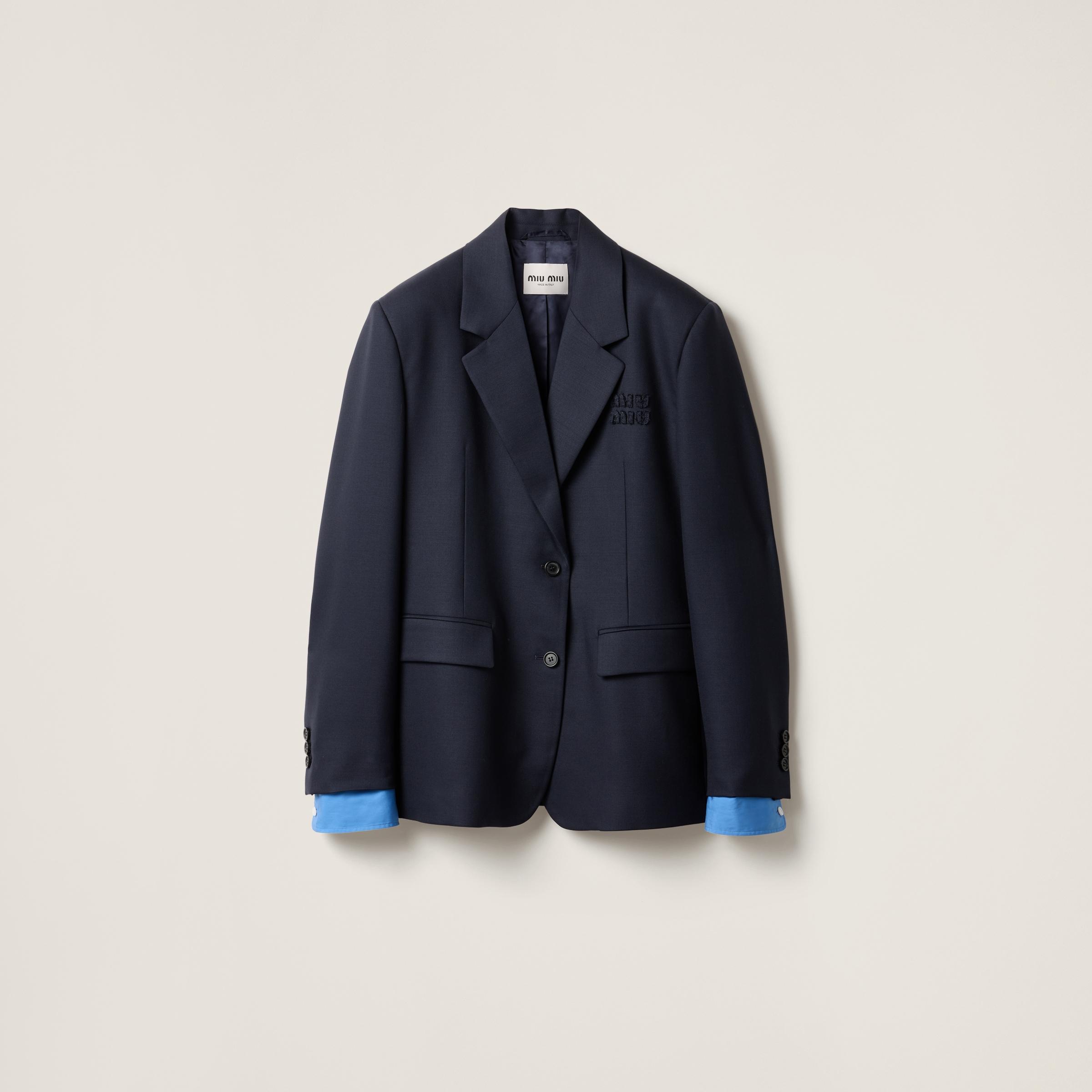 ジャケット MIUMIU SINGLE-BREASTED PINSTRIPE WOOL BLAZER Miu Miu: Women's Single-breasted Pinstripe Jacket (Navy