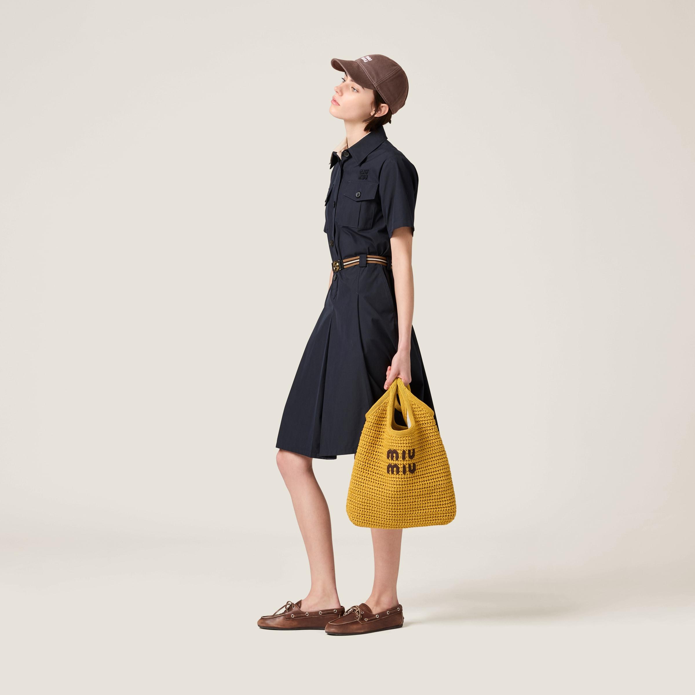 Miu Miu Ivy Raffia-Effect Woven Tote Bag in Yellow | Lyst