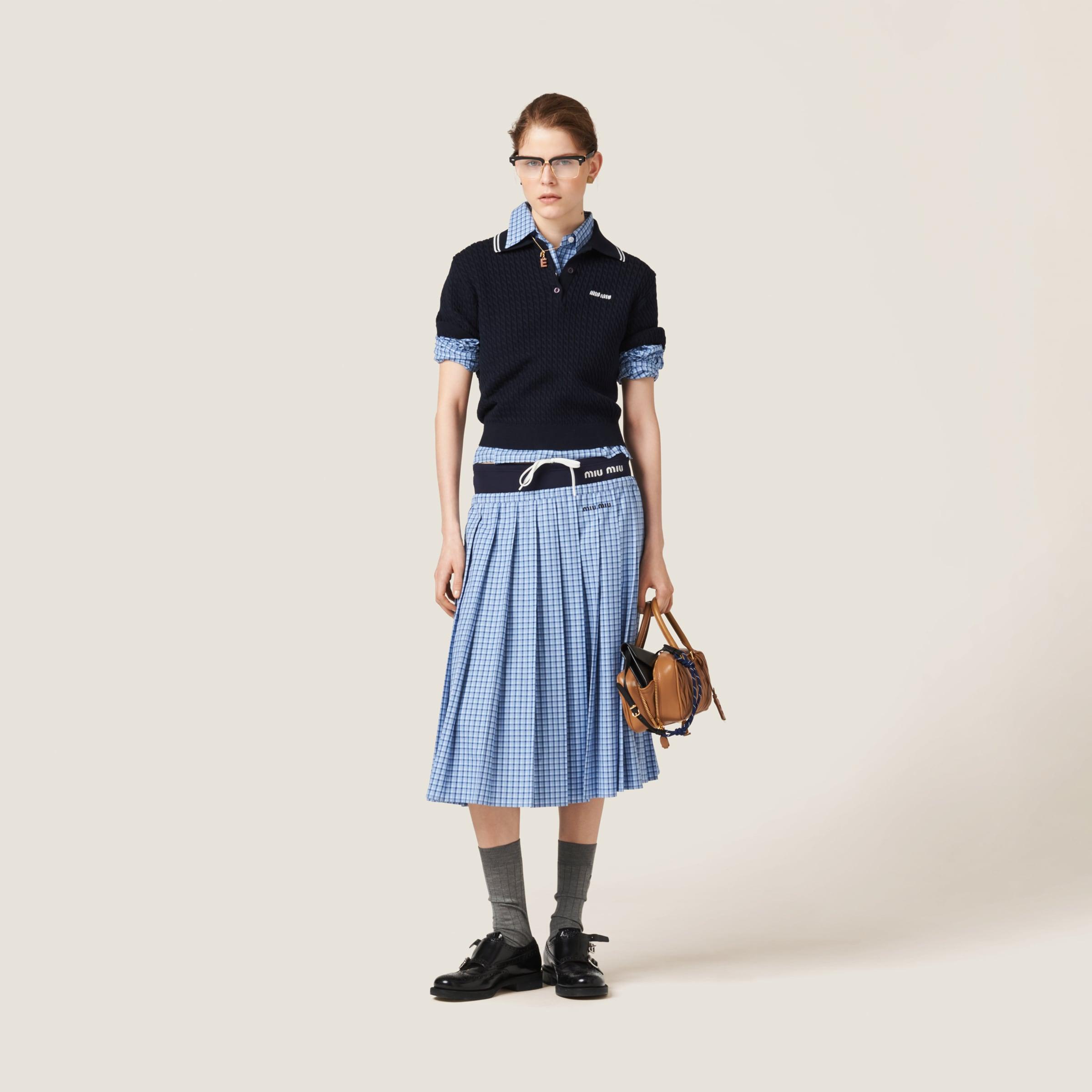 Miu Miu Cotton Crocheted Polo Shirt in Blue | Lyst