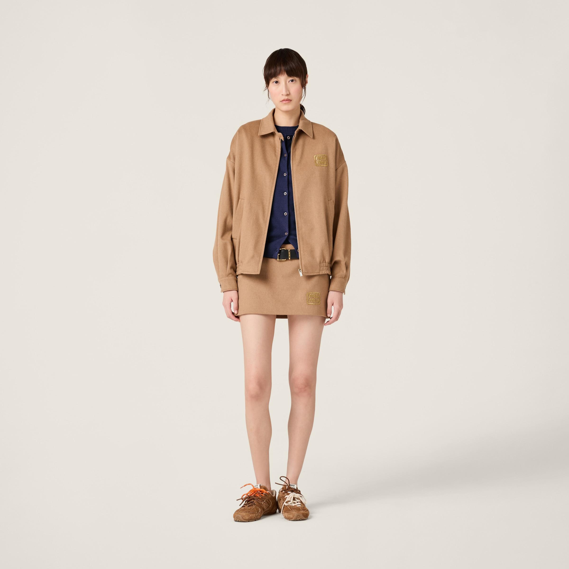 ブルゾン MiuMiu | Camel-hair blouson jacket with poplin details Miu Miu Camel-hair blouson jacket with poplin details