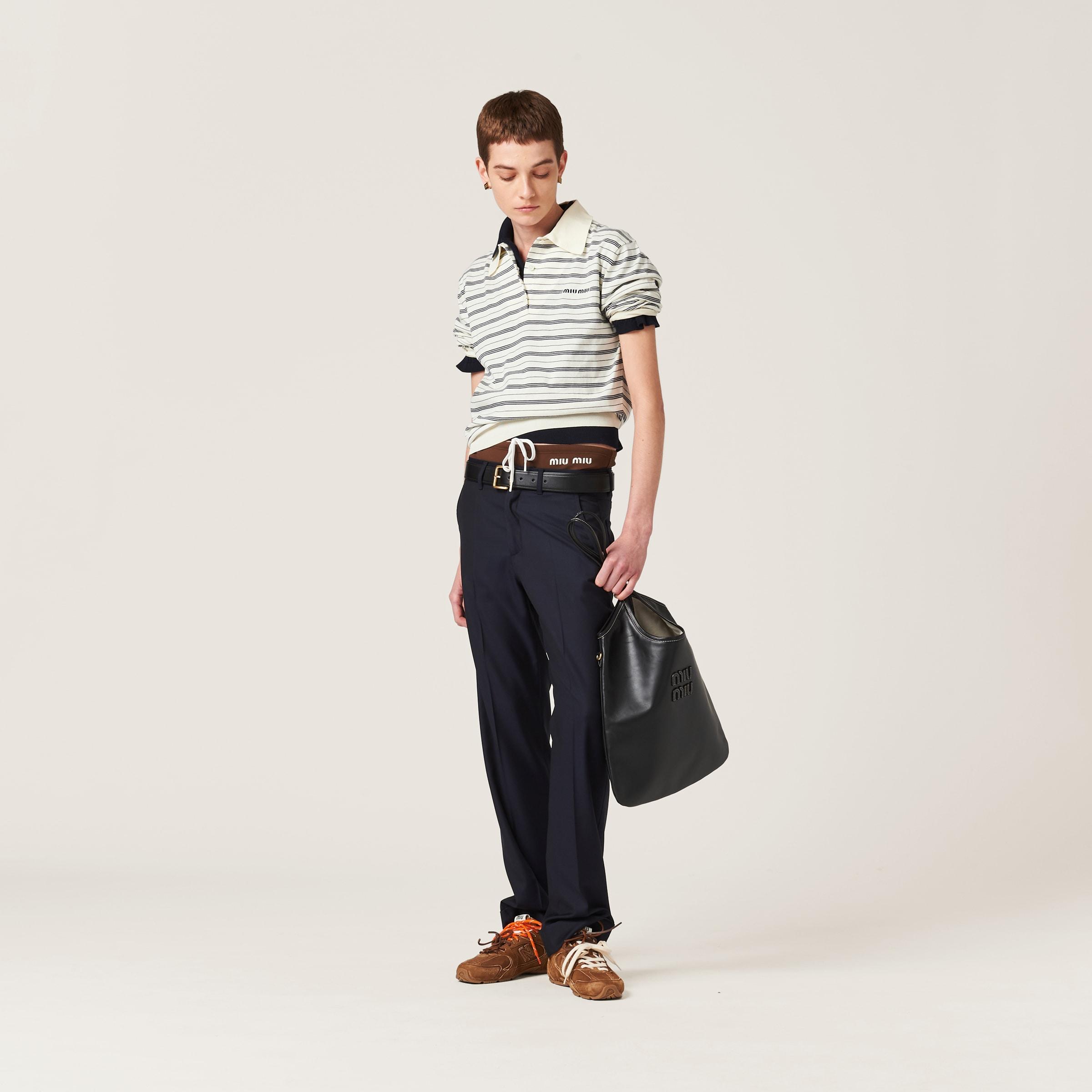 Miu Miu Cotton Jersey Polo Shirt in White | Lyst