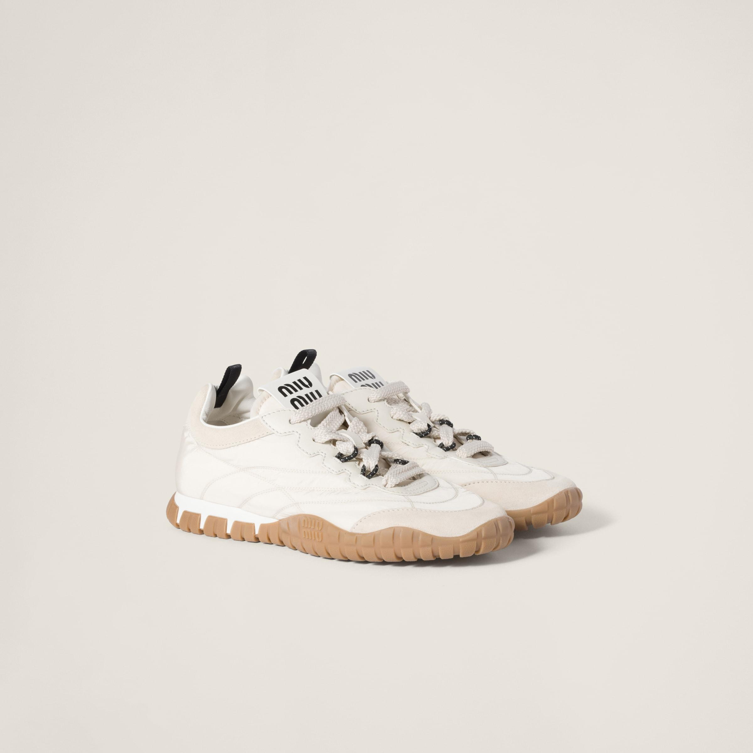 Miu Miu Tyre Ballerinas in technical fabric and suede main image 1