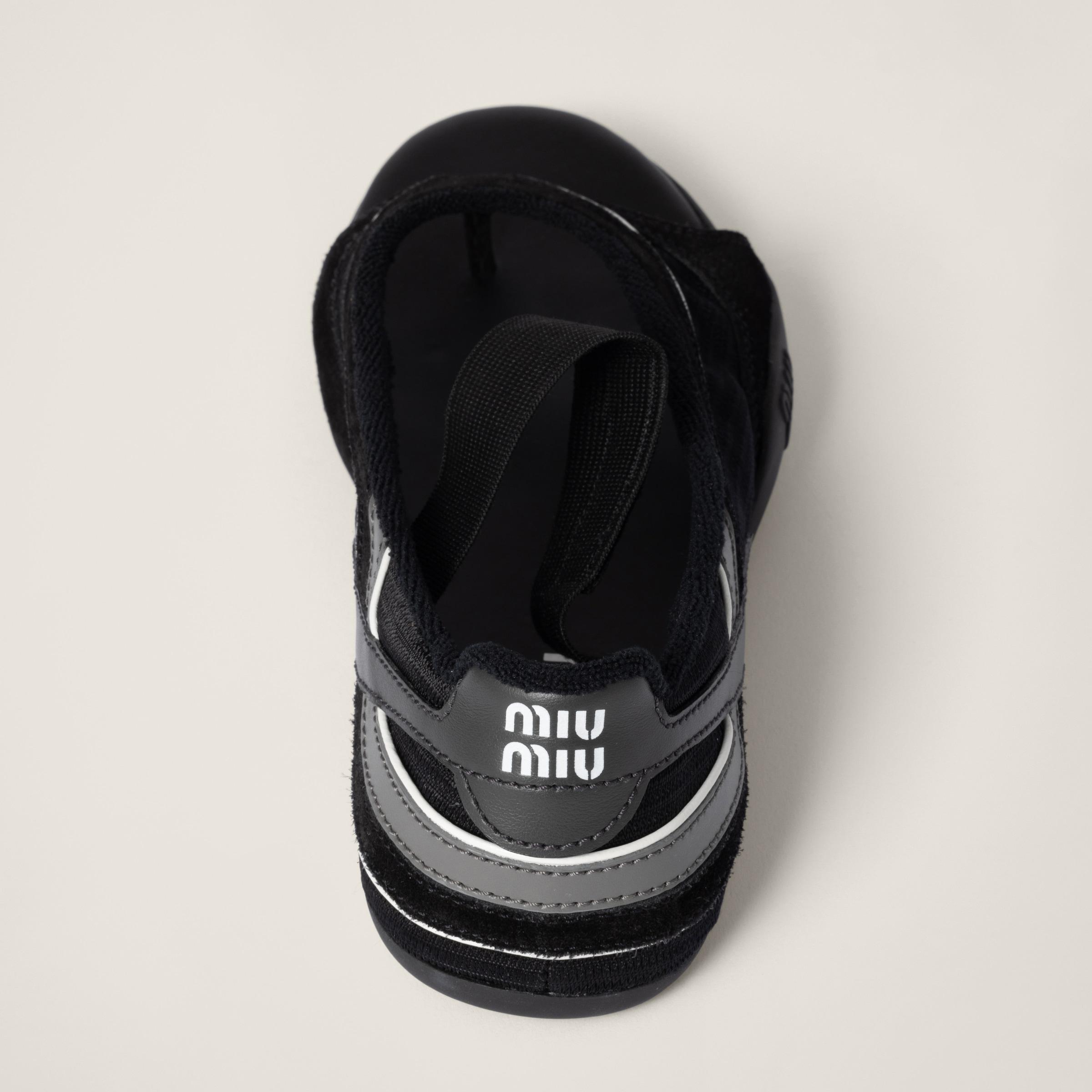 Miu Miu Gymnasium Technical Fabric Thong Ballerinas in Black