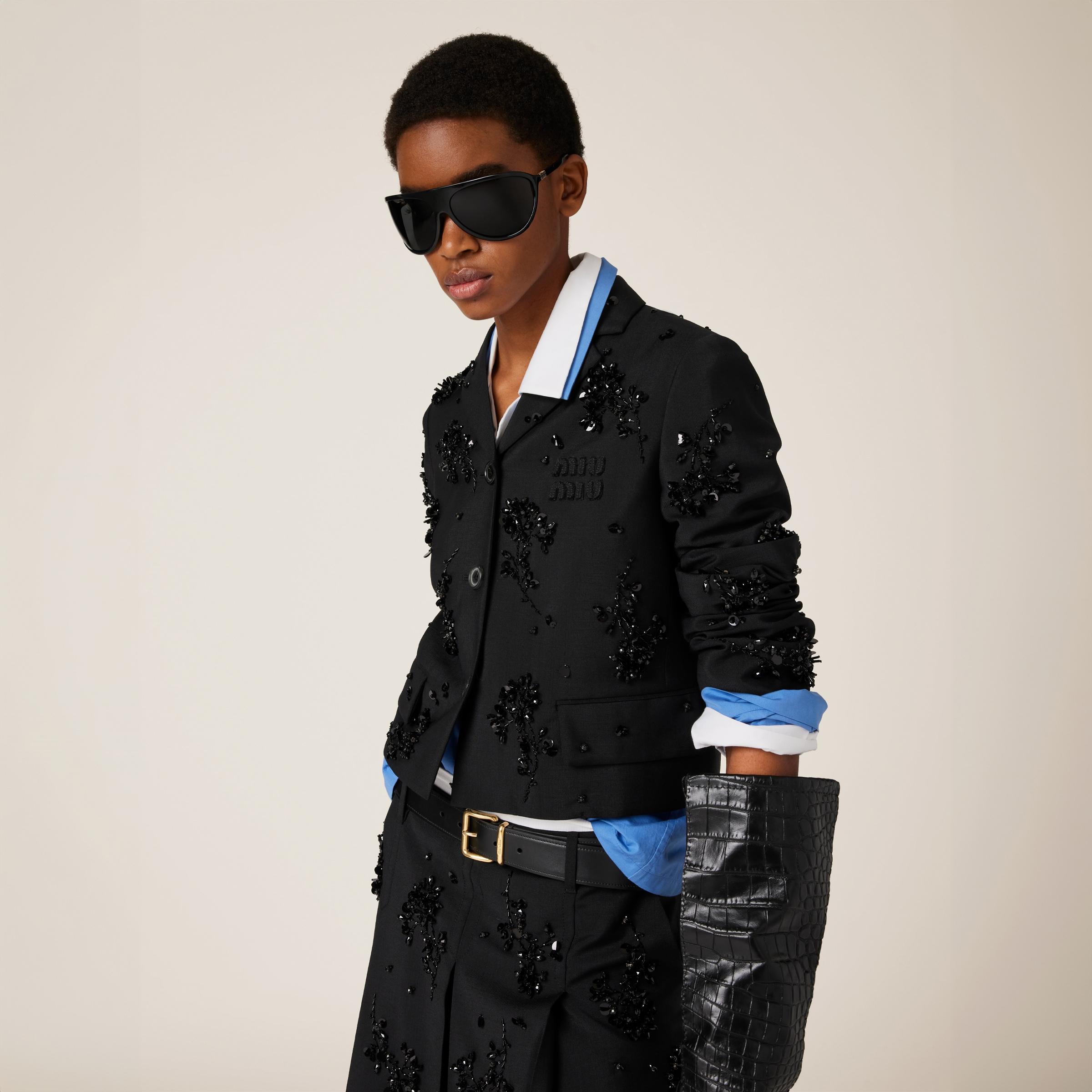 関税込 MiuMiu Single-breasted kid mohair jacketジャケット Miu Miu Single-breasted Jacket In Kid Mohair | italist