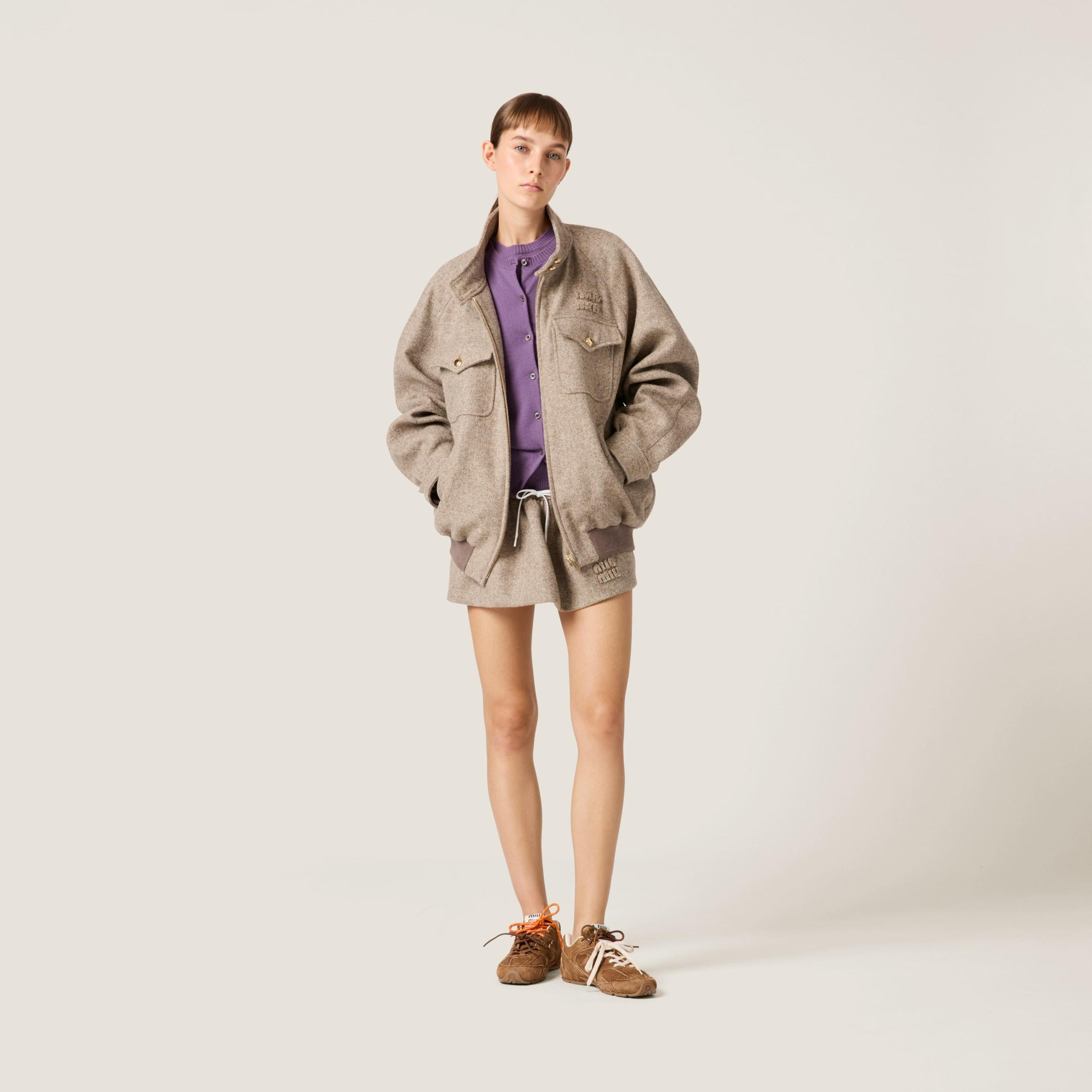 ブルゾン MIU MIU CHEVRON WOOL PADDED BOMBER JACKET Miu Miu Chevron Oversized Zip Up Bomber Jacket - Bergdorf