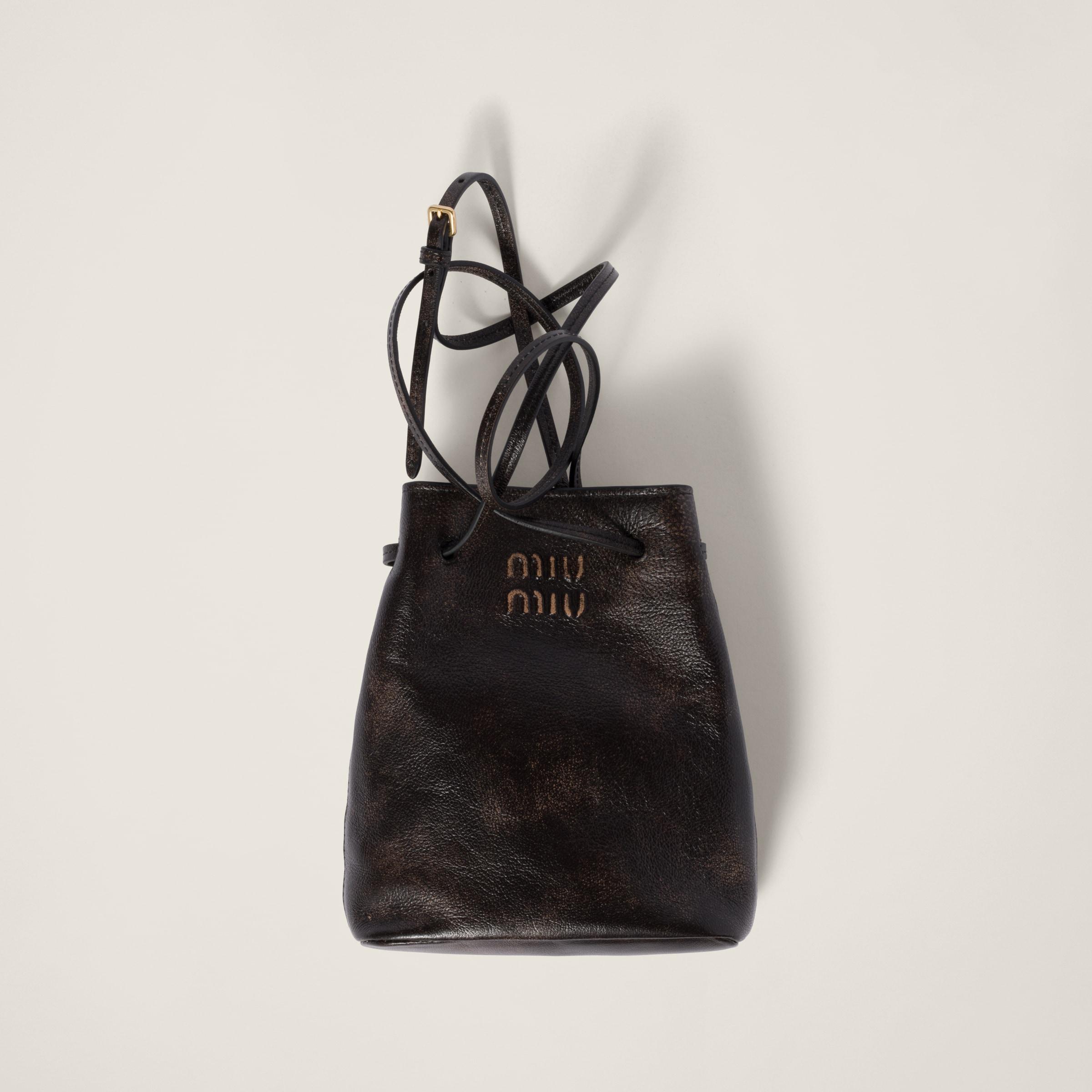 新作揃え Leather Nappa Miu Miu Pouch Lyst | Black in バッグ