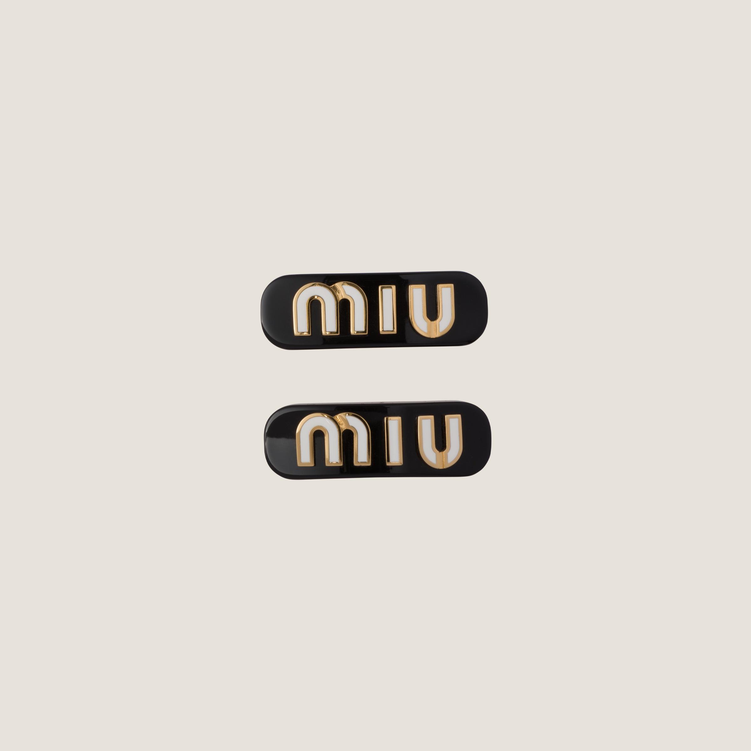 Miu Miu Plexiglas And Metal Hair Clip in Black