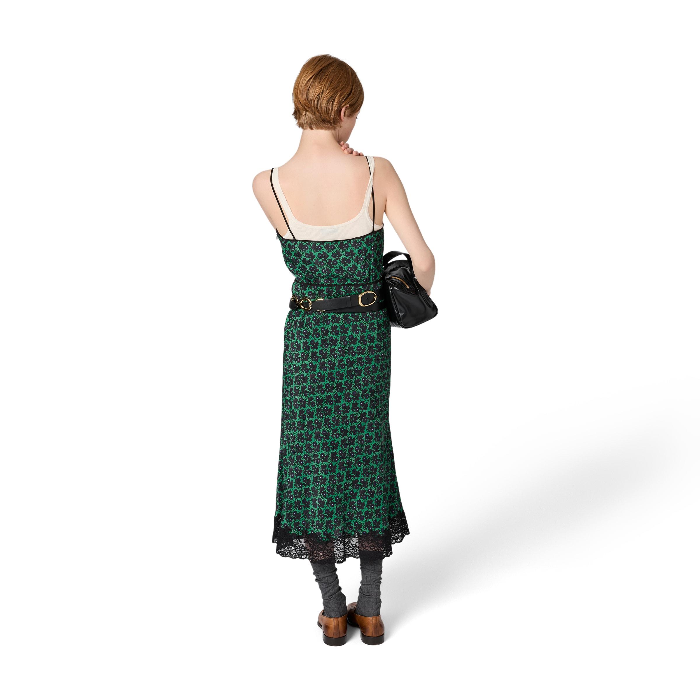 green emerald velvet dress Miu Miu Floral Midi Dress – Runway Catalog