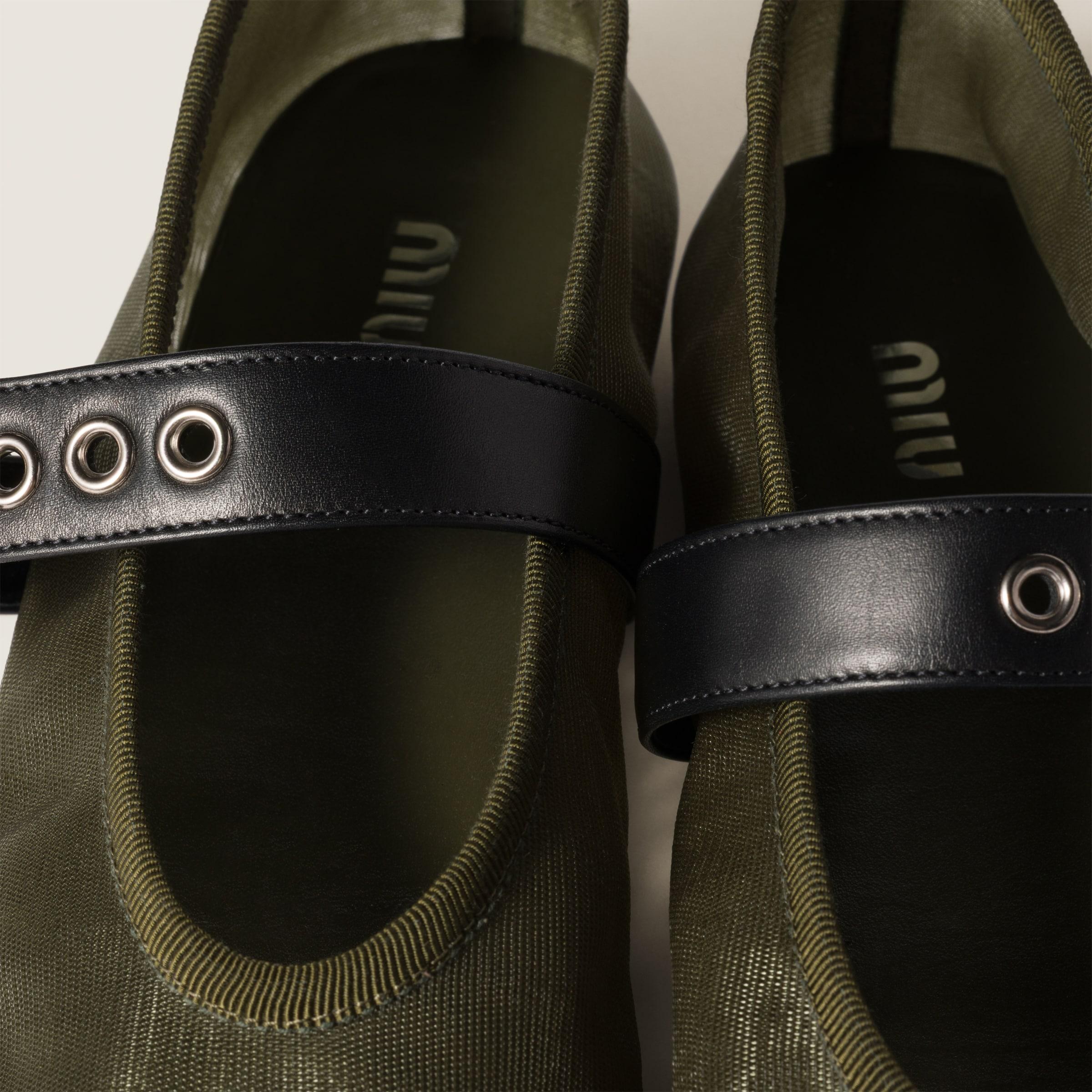 Miu Miu Mesh Fabric Ballerinas in Green | Lyst