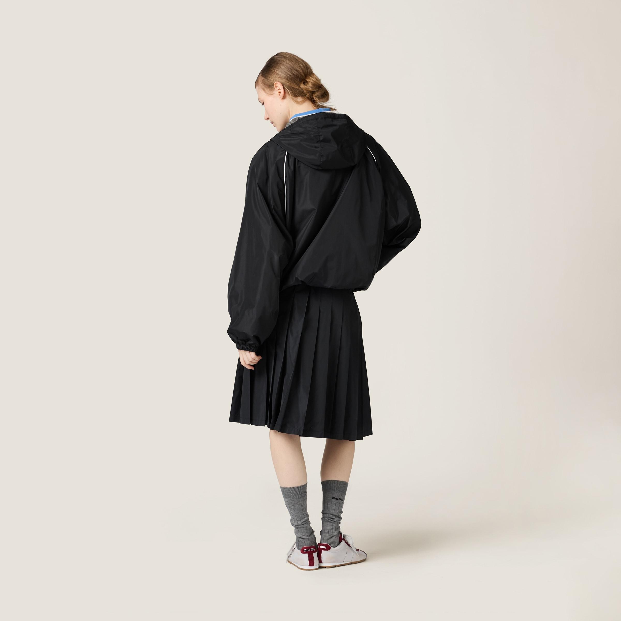 Miu Miu Technical Silk Zipper Blouson Jacket in Black | Lyst