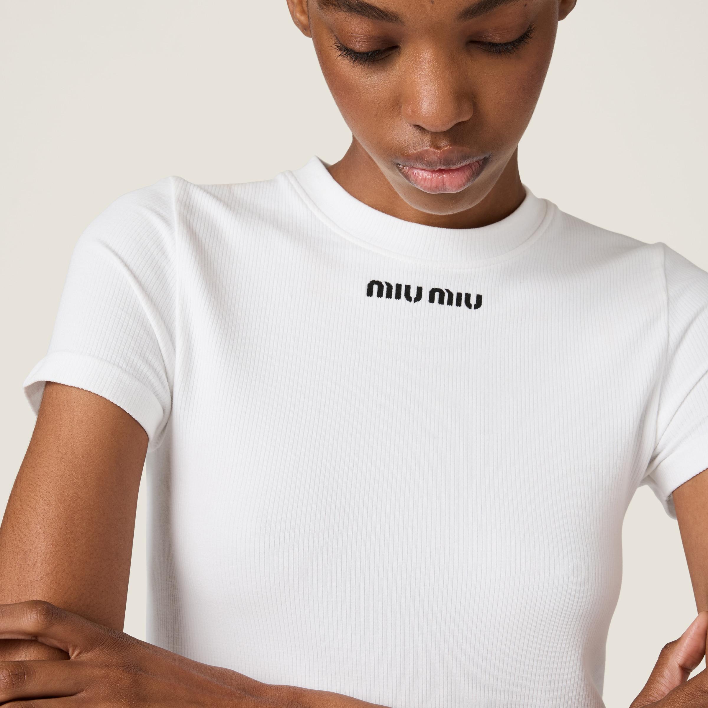 Miu Miu Seamless T-Shirt in White | Lyst