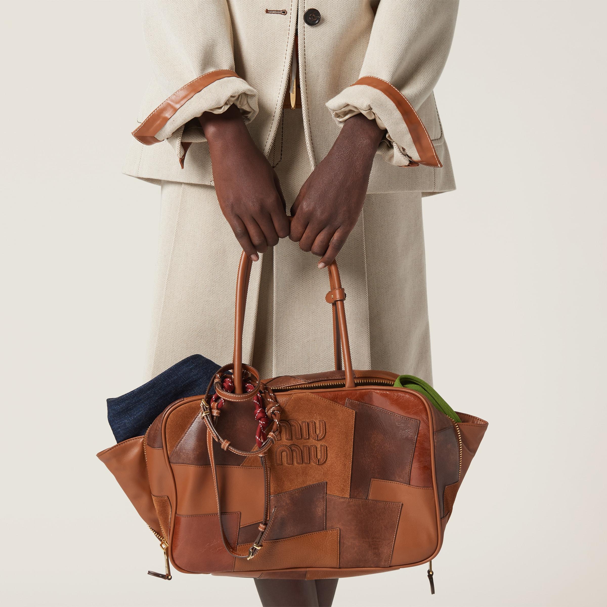 Miu Miu Leather Patchwork Beau Bag in Brown | Lyst