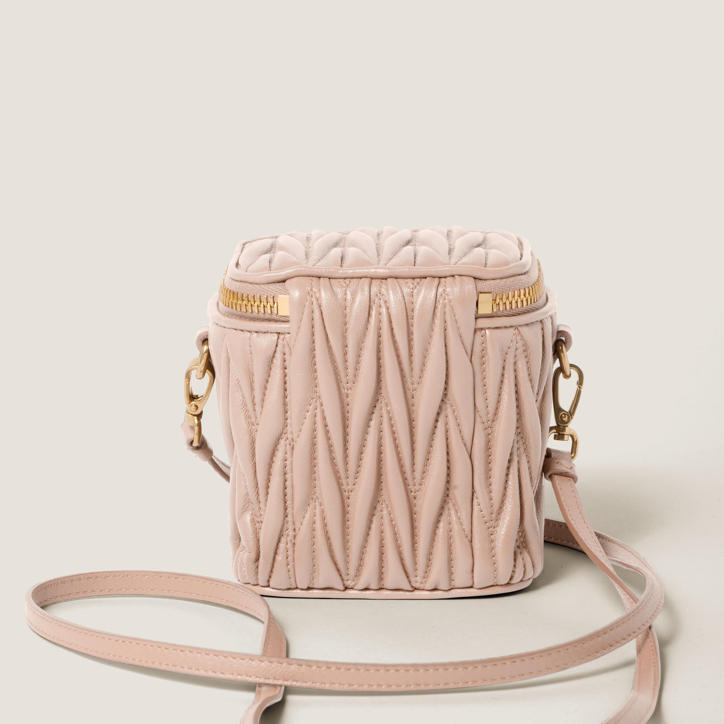Miu Miu Matelassé Nappa Leather Micro Bag in Natural | Lyst