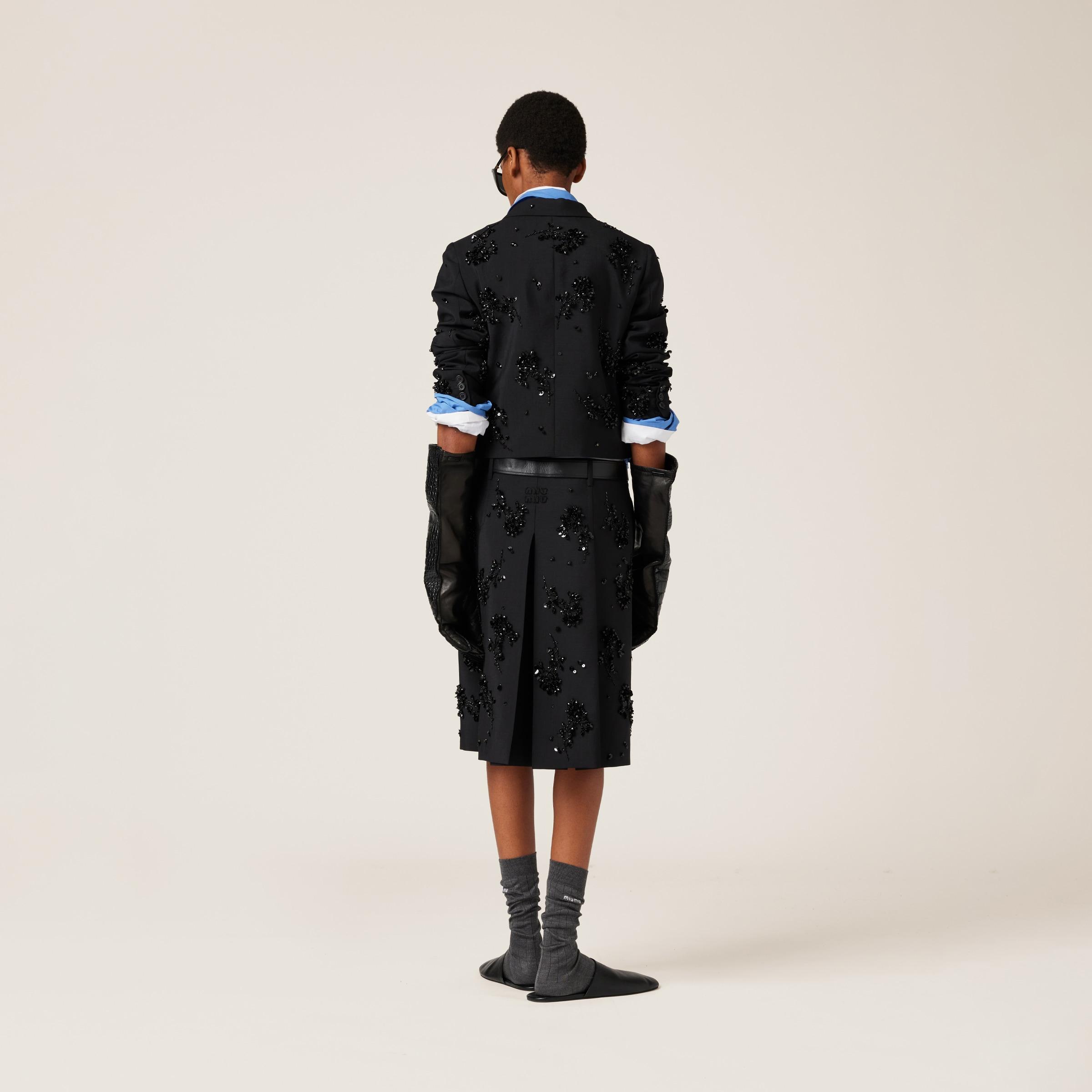 Miu Miu Embroidered Single-Breasted Kid Mohair Jacket in Miu Miu Embroidered Single-Breasted Kid Mohair Jacket in