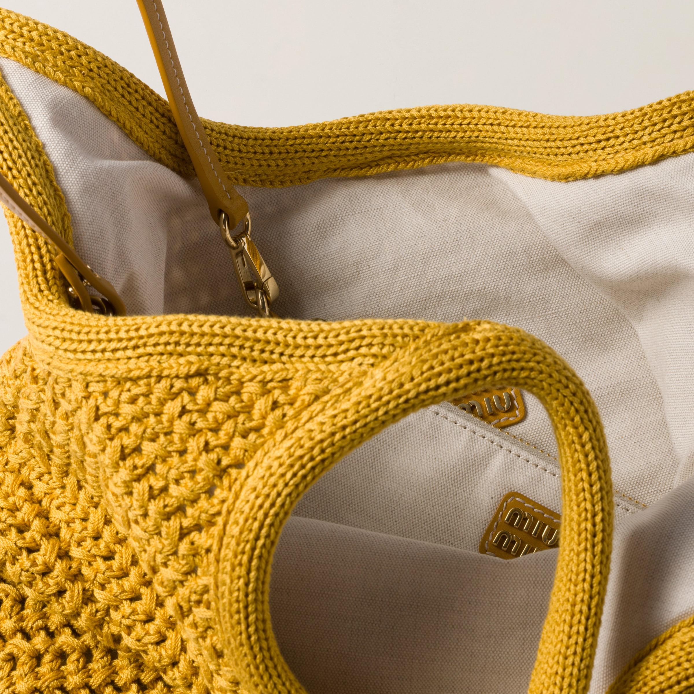 Miu Miu Ivy Raffia-Effect Woven Tote Bag in Yellow | Lyst