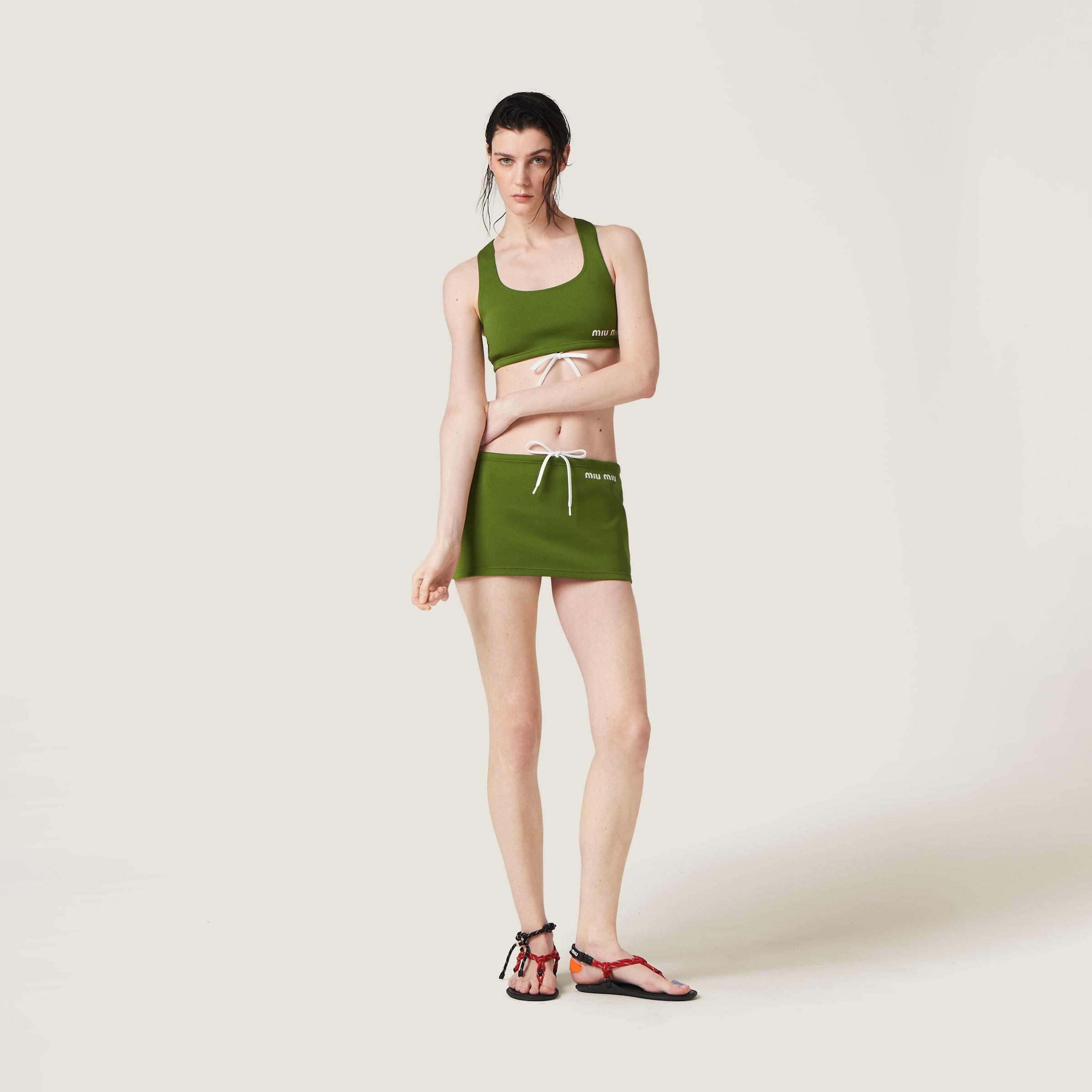 Miu Miu Nylon Miniskirt in Green | Lyst