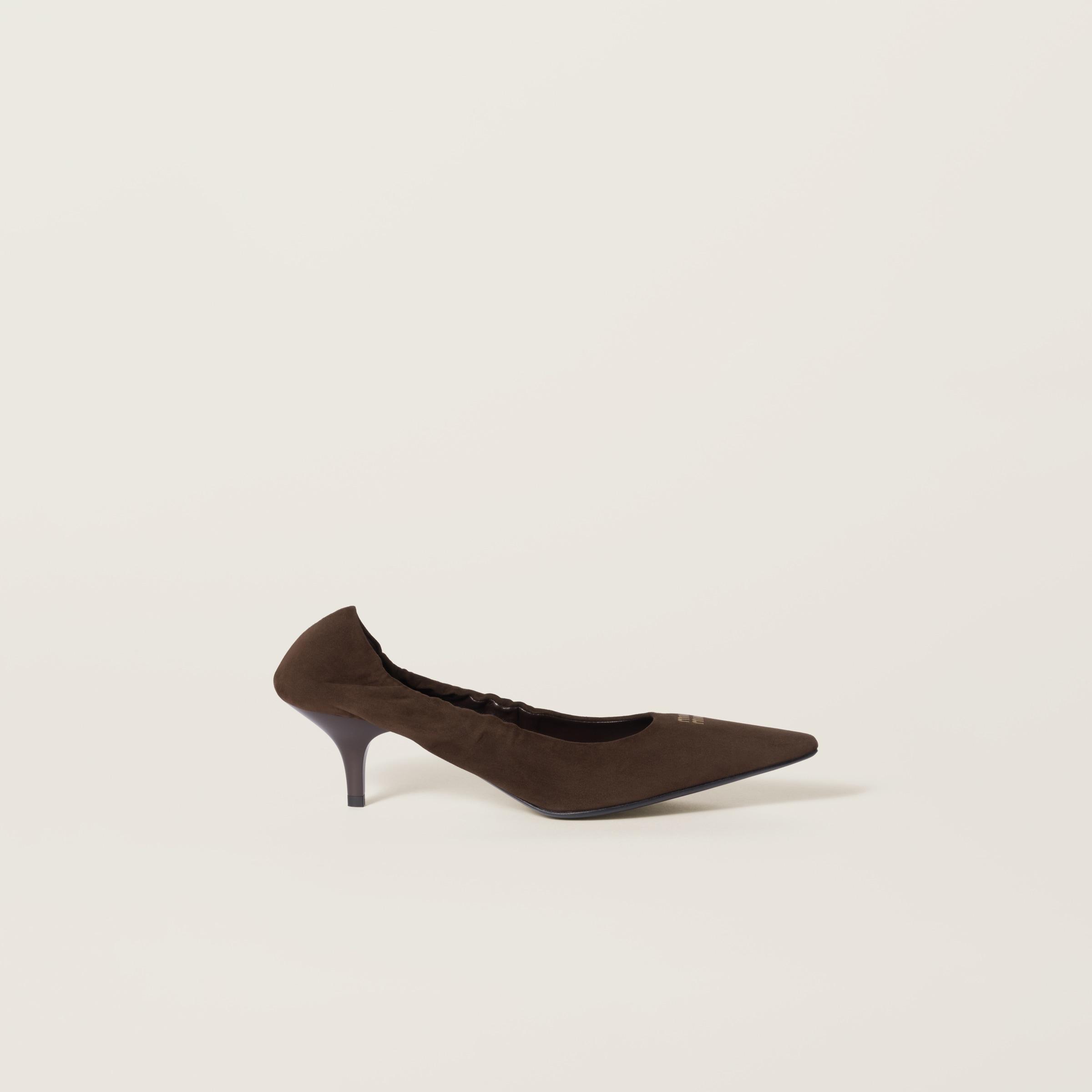 サンダル・ミュール PRADA FW25 Brown suede pumps (1I901MFDD75008 F0003) Dark Brown Suede slingback pumps | PRADA
