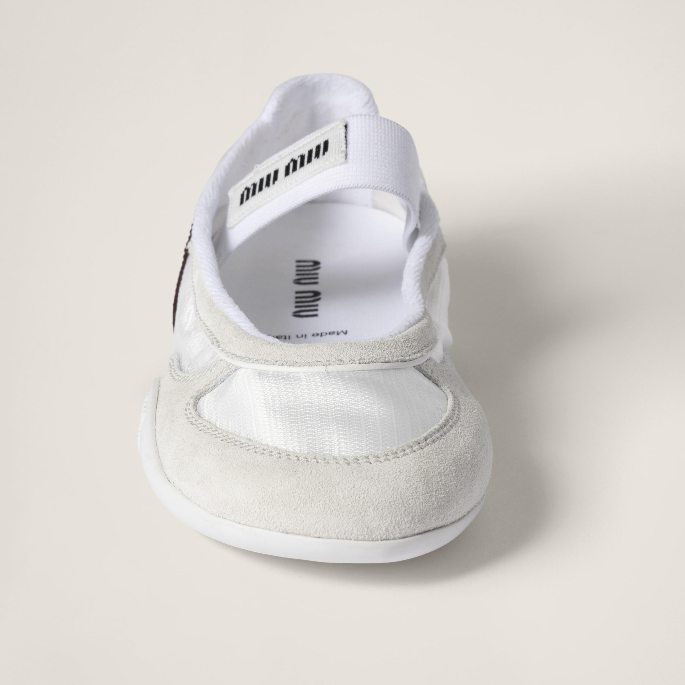 Miu Miu Gymnasium Technical Fabric And Suede Ballerinas in