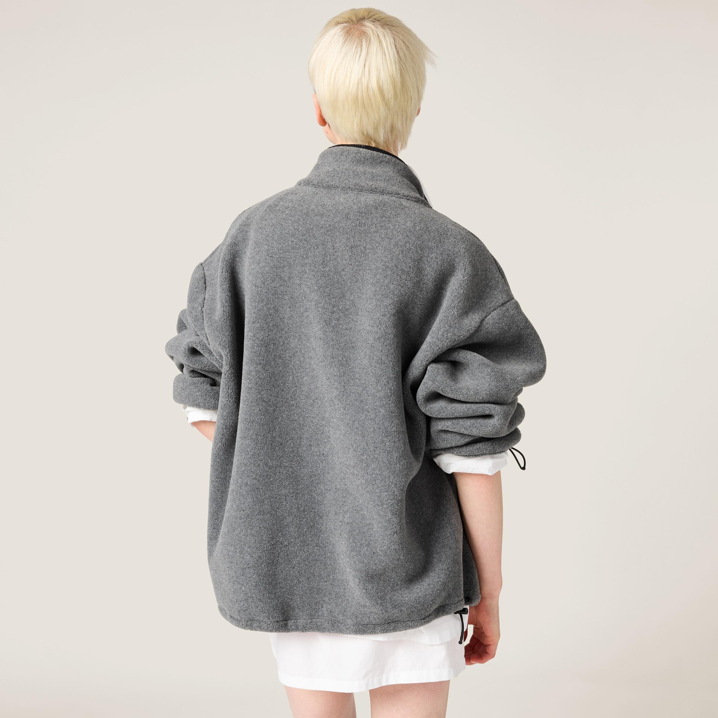 Miu Miu Oversize Fleece Zip-Up Sweatshirt in Gray | Lyst