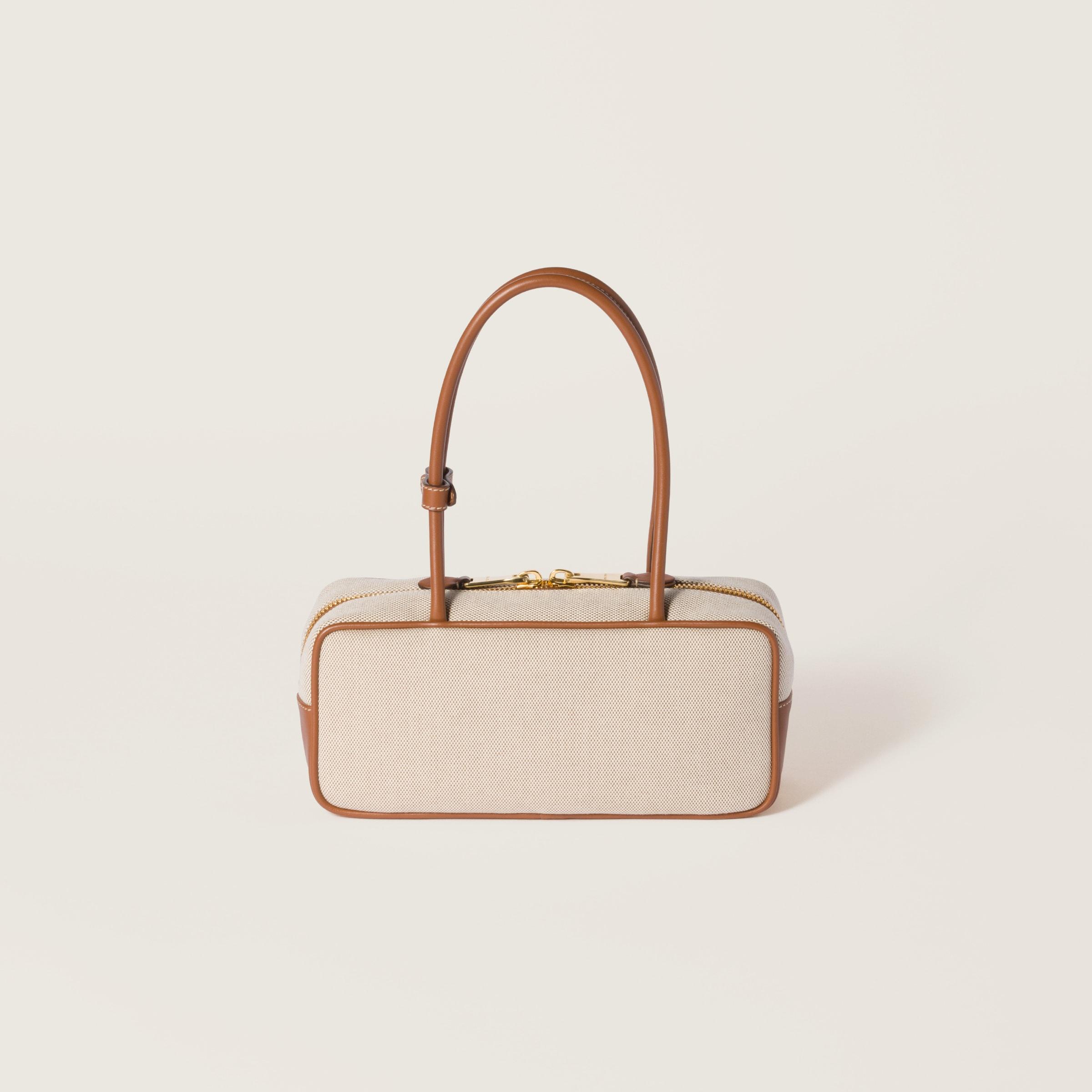Miu Miu Beau Canvas And Leather Bag in Natural | Lyst