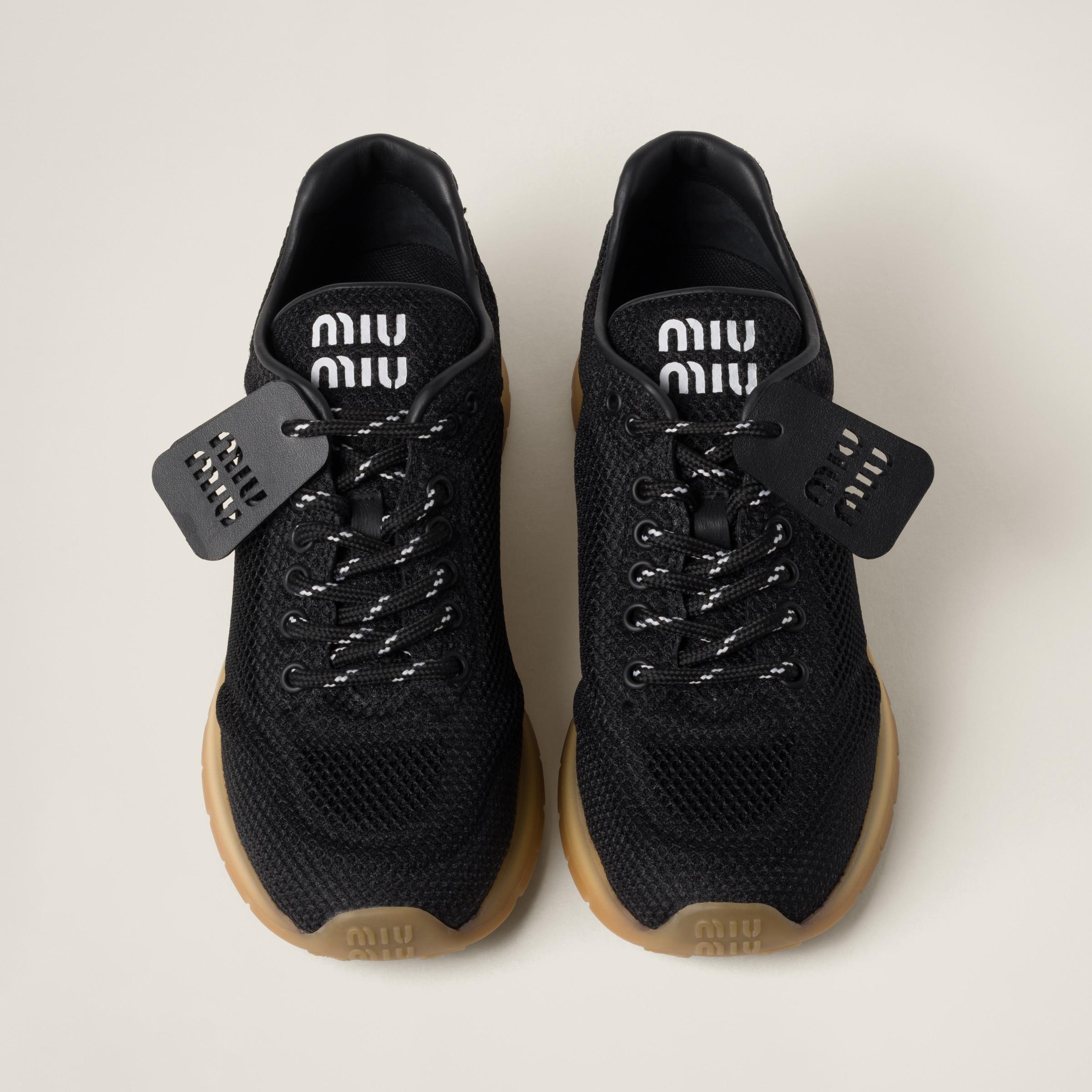 Miu Miu Mesh and Fabric Lace-Up Sneakers in Black | Lyst UK Miu Miu Mesh and Fabric Lace-Up Sneakers in Black | Lyst UK