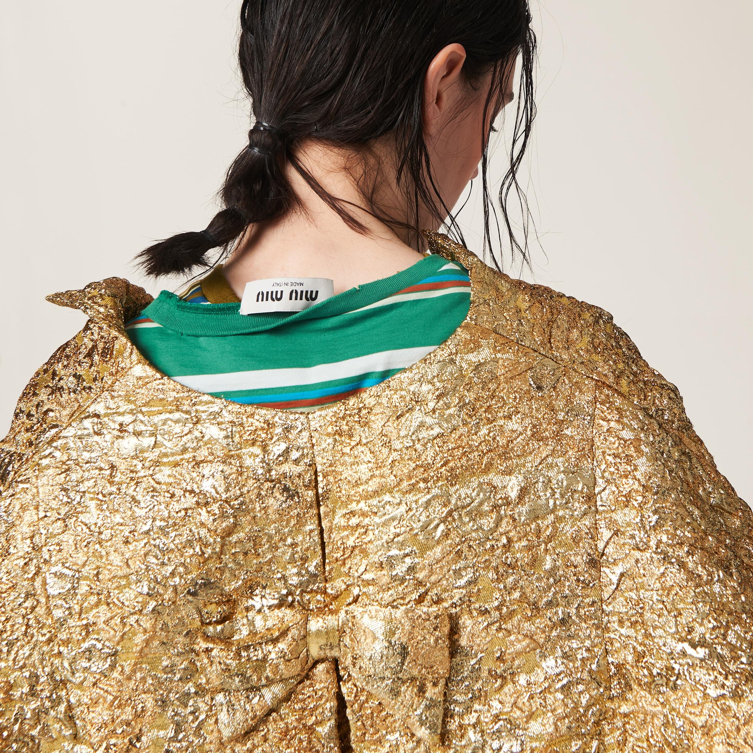 Miu Miu Single-Breasted Lamé Cloquet Jacquard Cape in