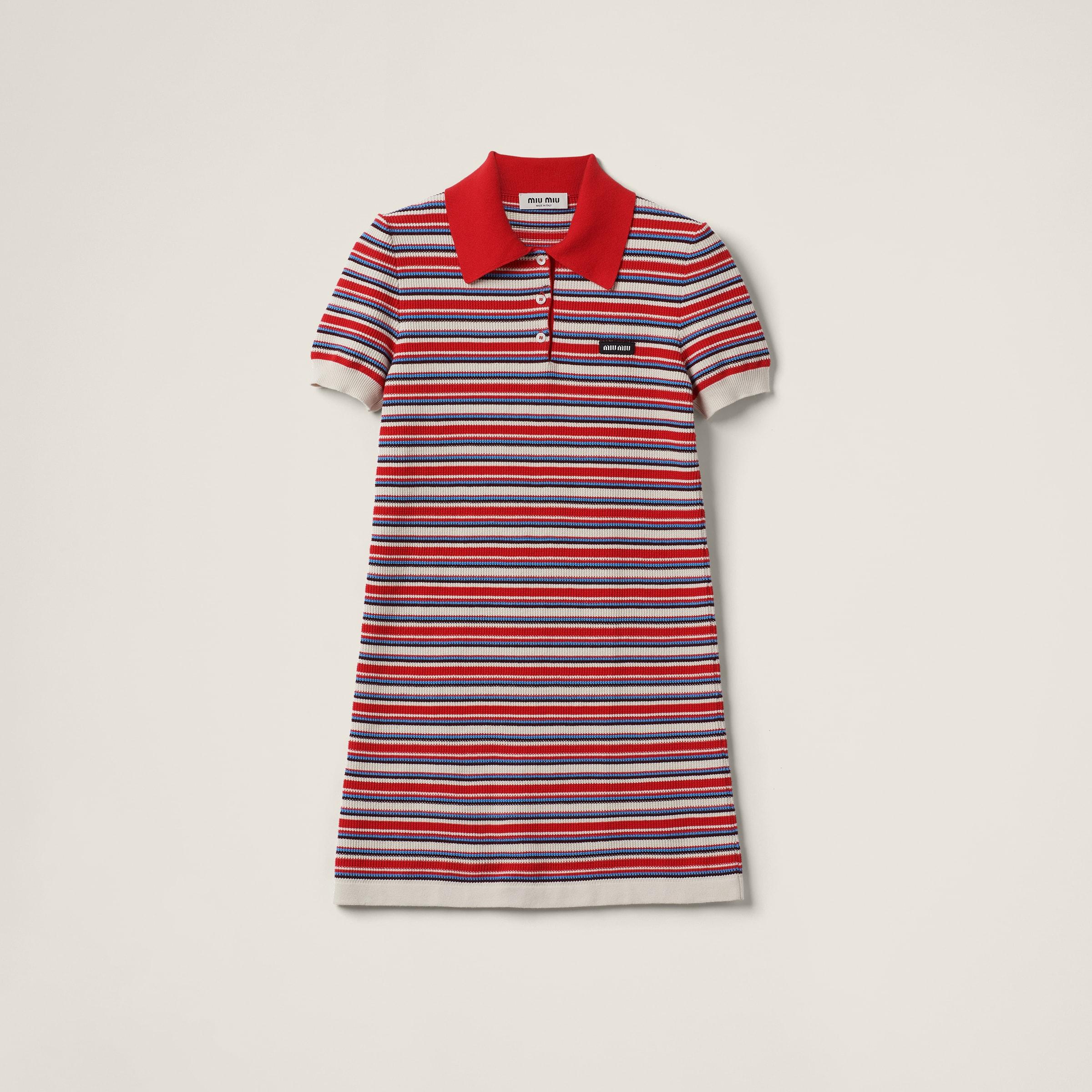 Miu Miu Cotton Polo Dress in Red | Lyst UK