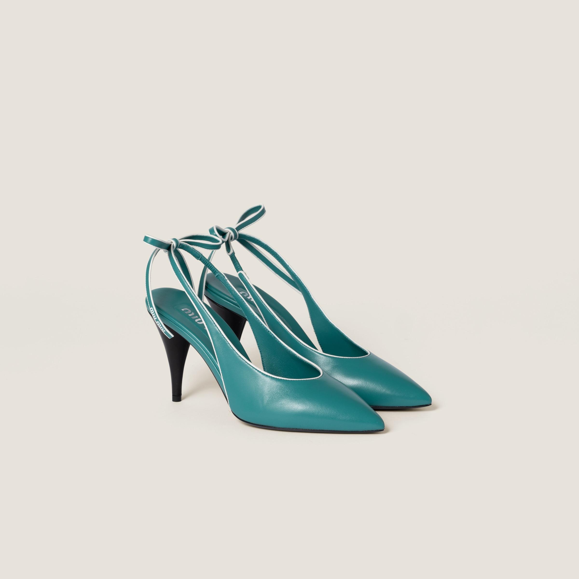 Miu Miu Nappa Leather Slingback Pumps in Blue | Lyst