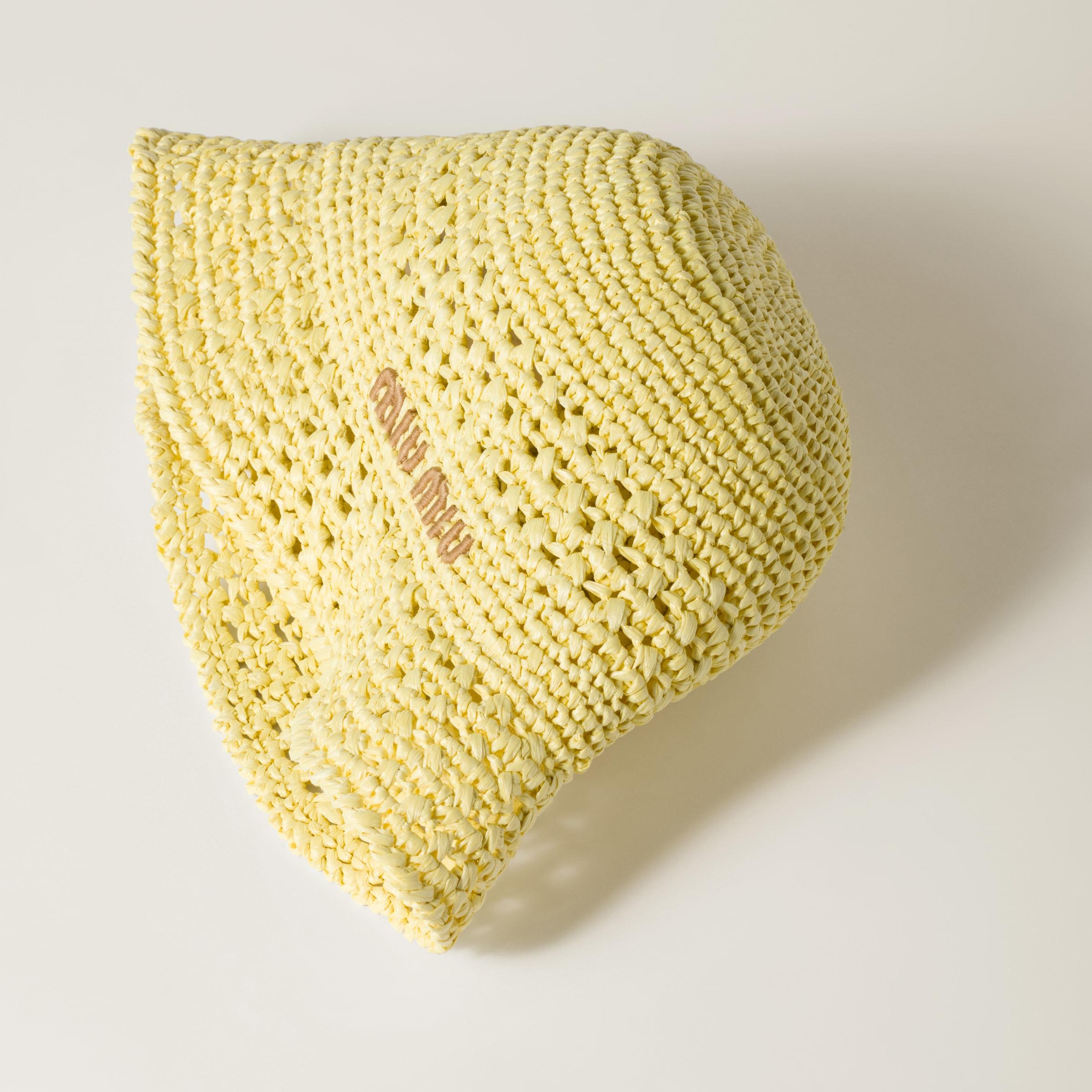 Miu Miu Woven Fabric Hat in Yellow | Lyst
