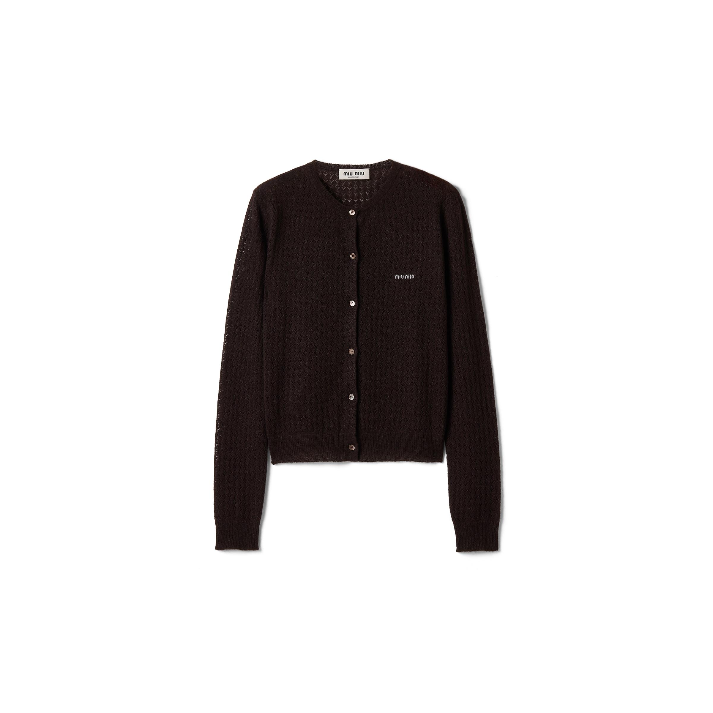 トップス Miu Miu Silk Mix Ribbon Cardigan Black Miu Miu Cardigans for Women | Online Sale up to 49% off | Lyst