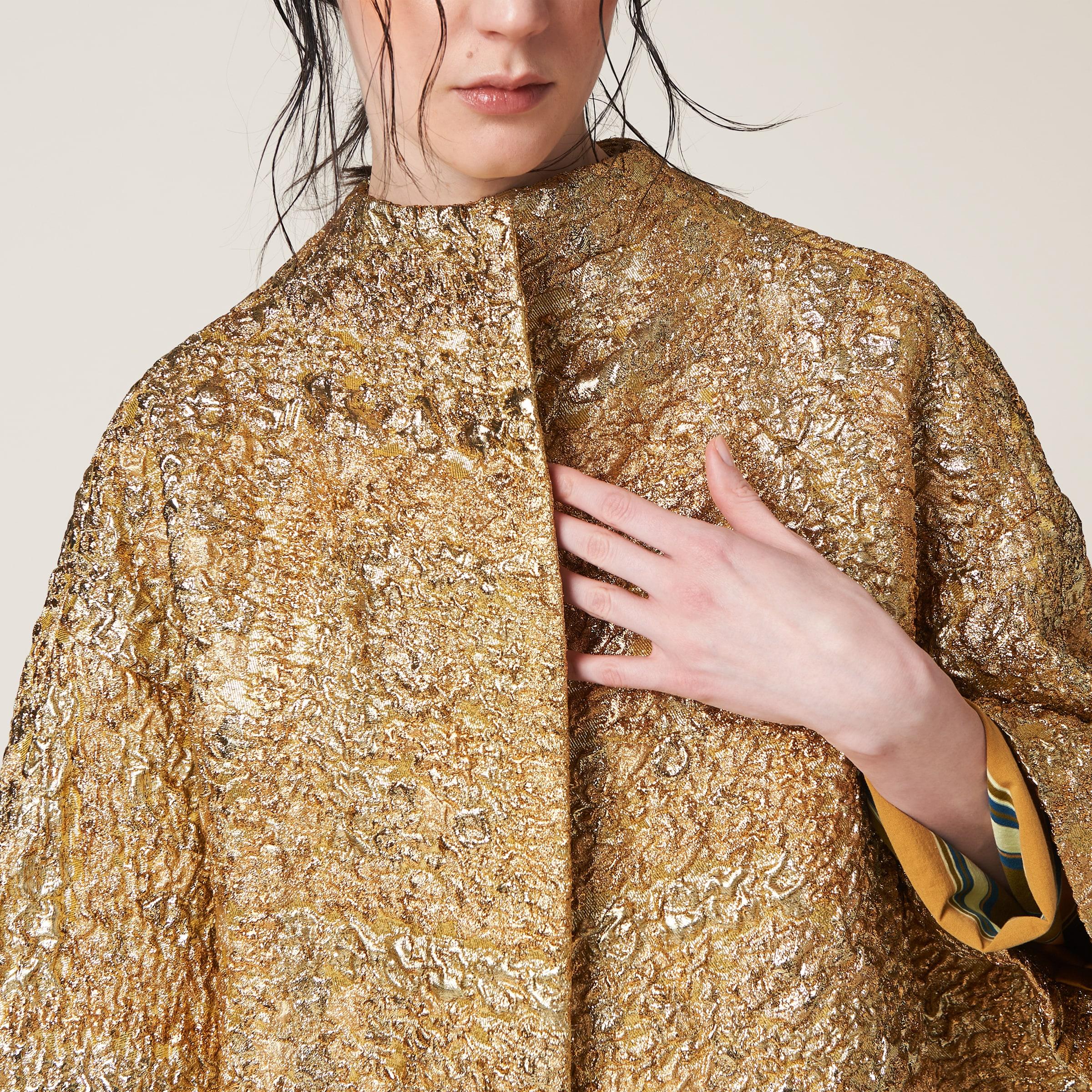 Miu Miu Single-Breasted Lamé Cloquet Jacquard Cape in