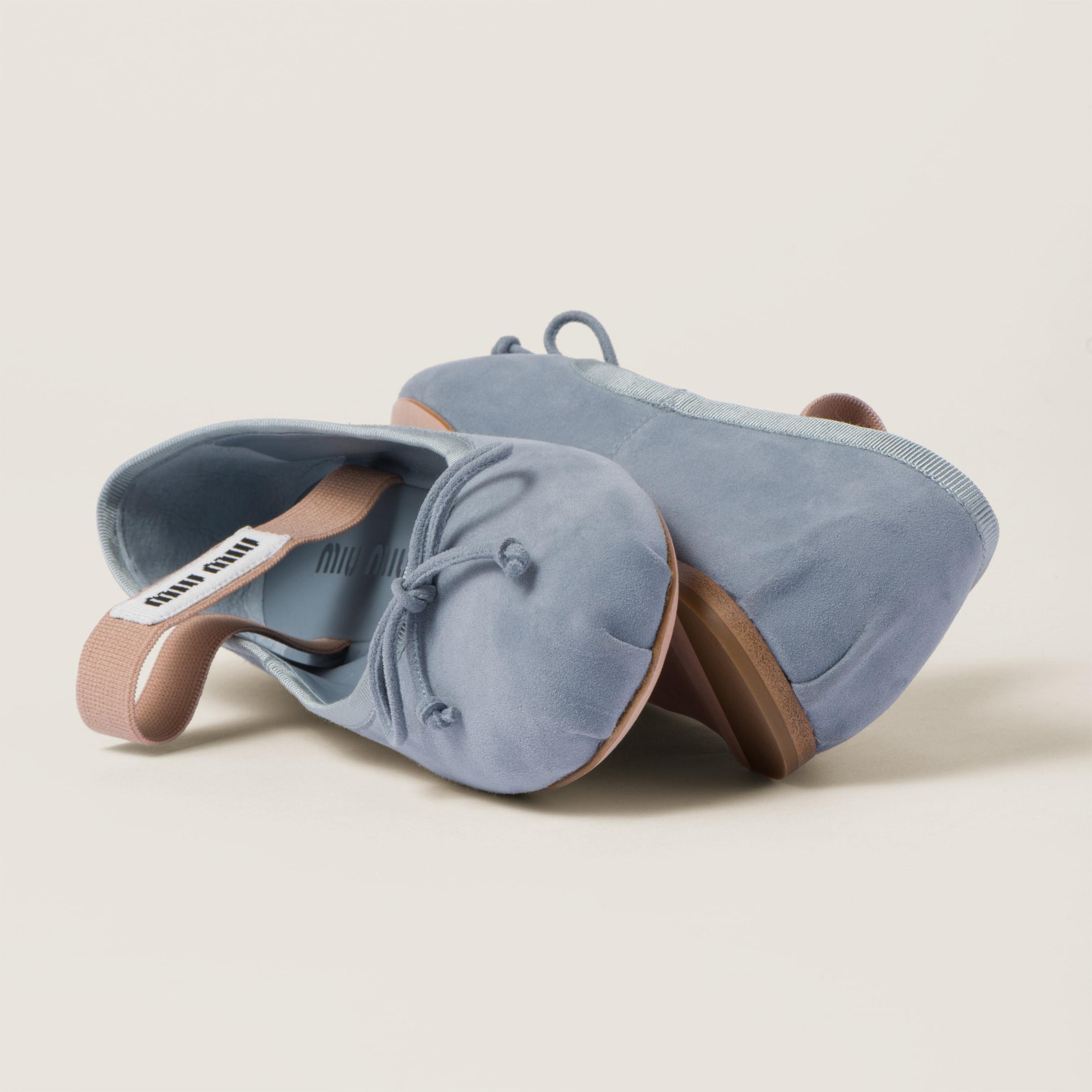Miu Miu Suede Ballerinas in Blue | Lyst