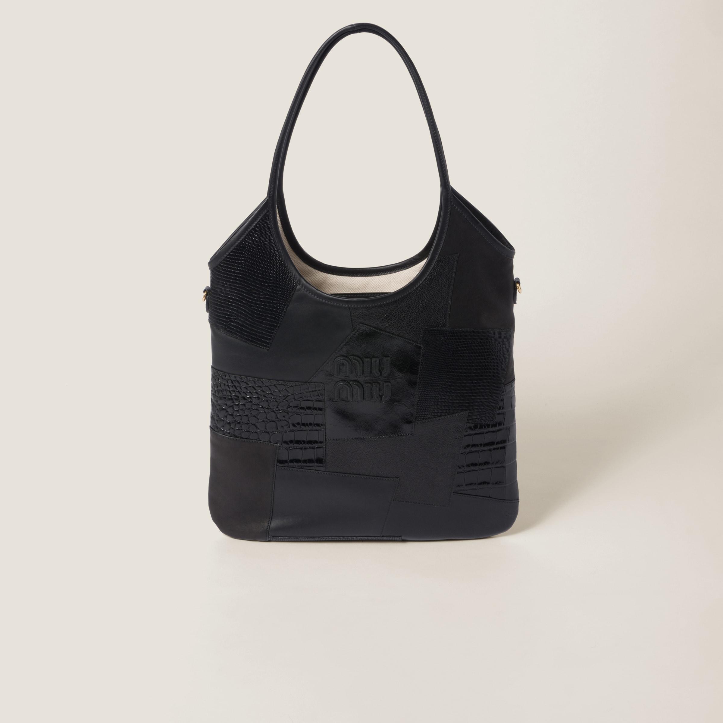 Miu Miu Ivy Leather Patchwork Bag in Black | Lyst