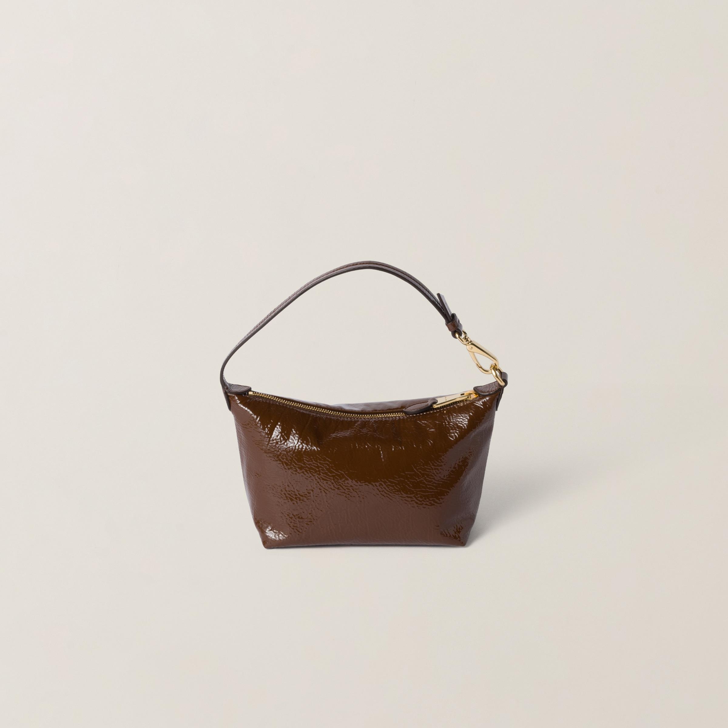 Miu Miu Naplak Patent Leather Pouch in Brown | Lyst UK