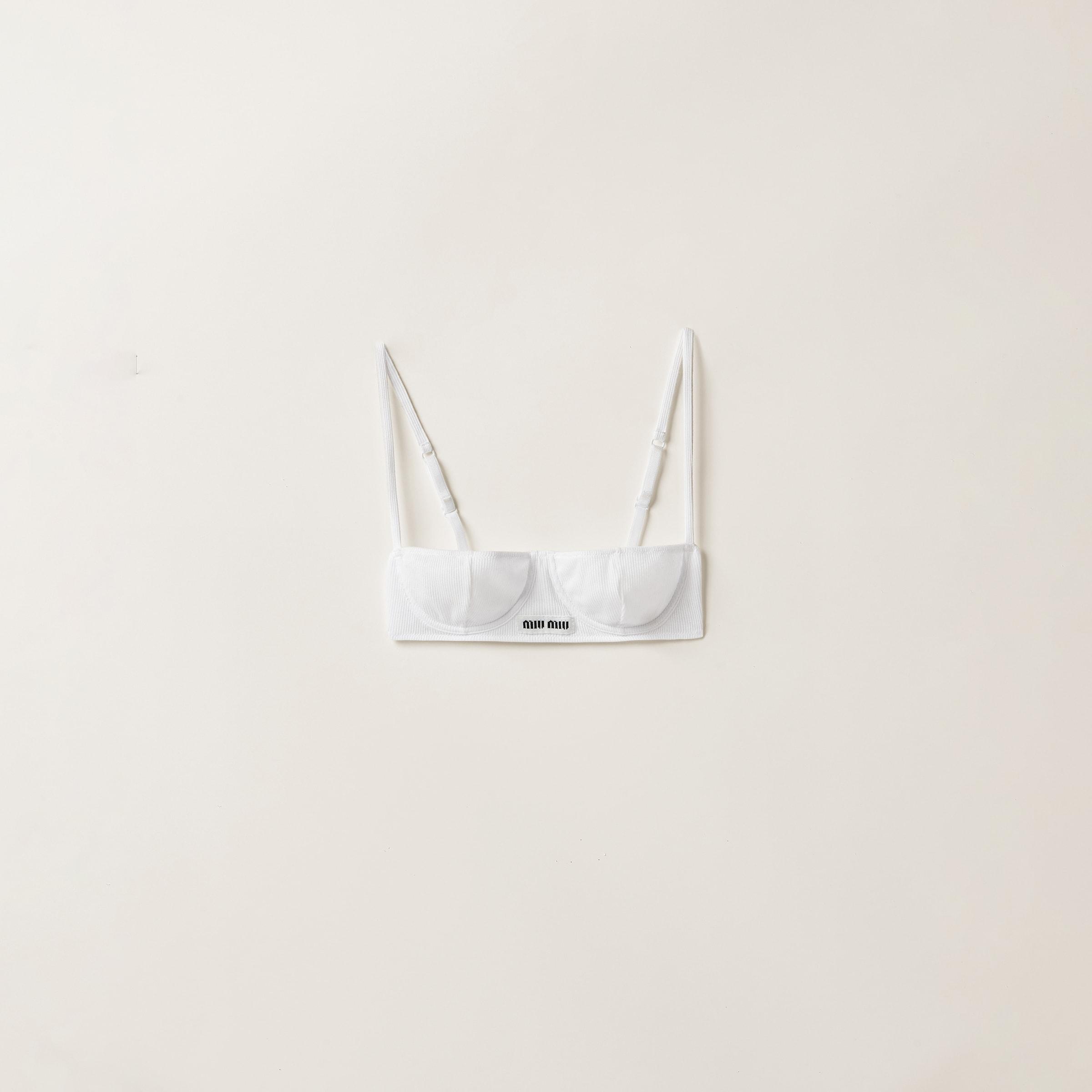 【日本入手困難】ミュウミュウ Ribbed knit demi bra ブラジャー Miu Miu Ribbed Knit Demi Bra in White | Lyst